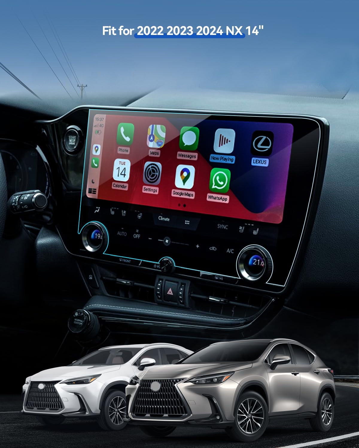 Lantu Nx 350 Screen Protector For 2024 2023 2022 Lexus Nx250/Nx350/Nx350H/Nx450H+ Accessories 14'' 9H Tempered Glass Gps Navigat