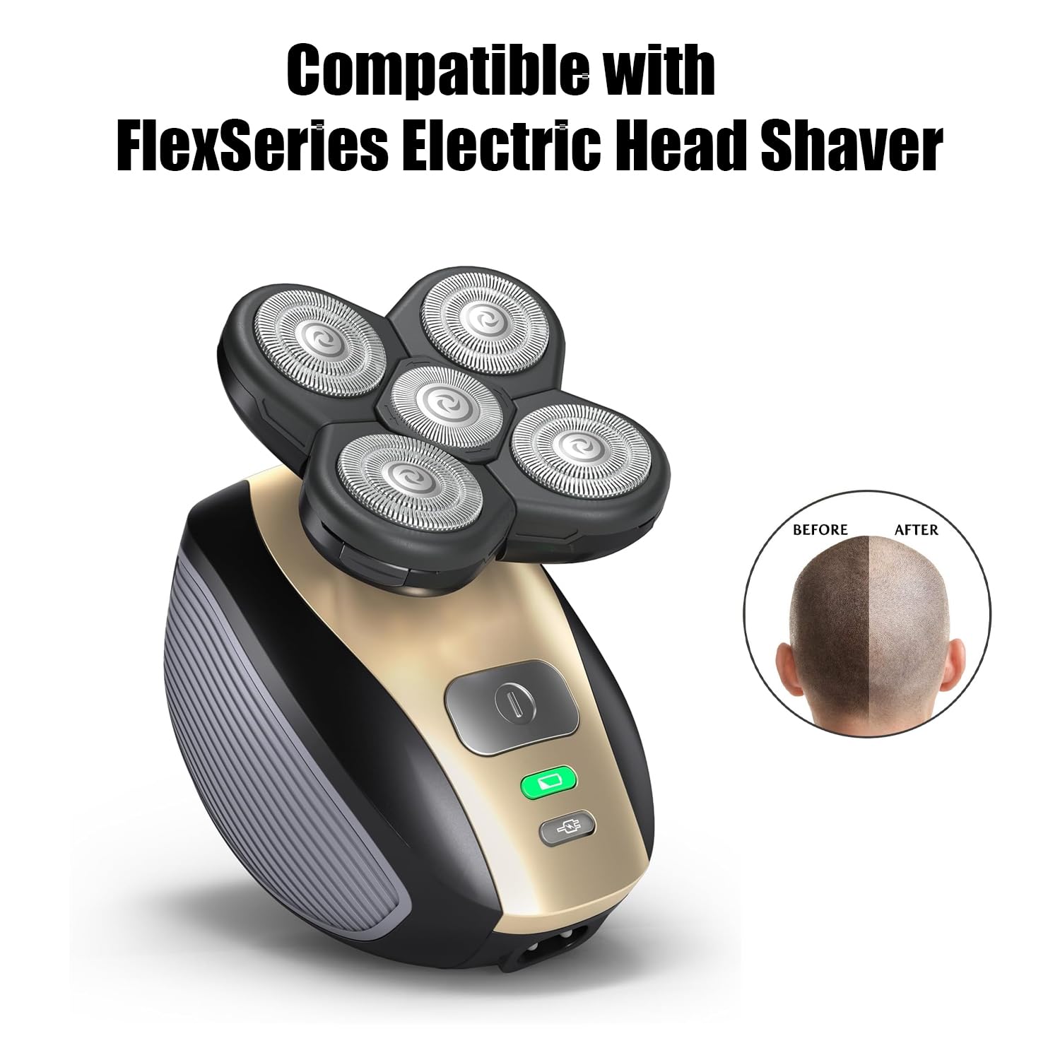 4Pcs Shaver Replacement Blades,5 Head Shaver Heads For Bald Men,Head And Face Electric Razor Shaver Head