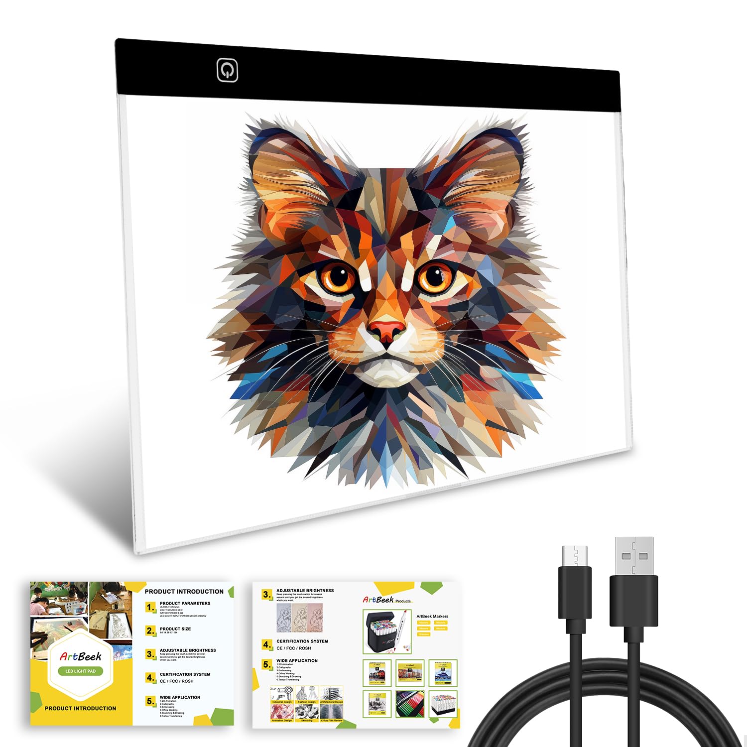 Artbeek B4 Size Led Light Box 5 Millimeters Ultrathin Light Pad Usb Art Tracing Board For Sketch Copy And Handwork 14.56X11 Inch