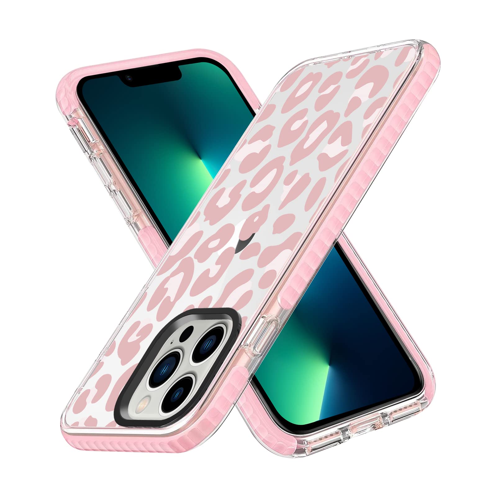 Ziye Clear Case For Iphone 13 Pro Max Cover Pink Leopard Design Shockproof Soft Tpu Bumper Protective Phone Case For Women Girls