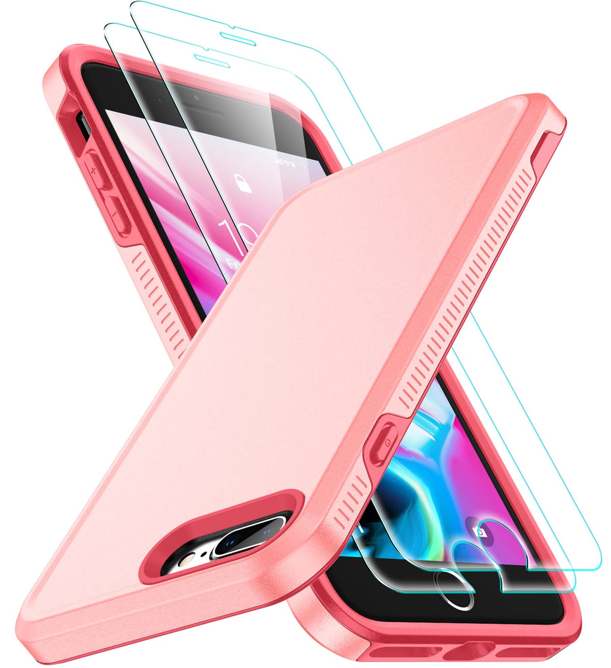 Spidercase For Iphone 7/8 Plus Case, [10 Ft Military Grade Drop Protection] [Non Slip] [2 Pcs Tempered Glass Screen Protector] S