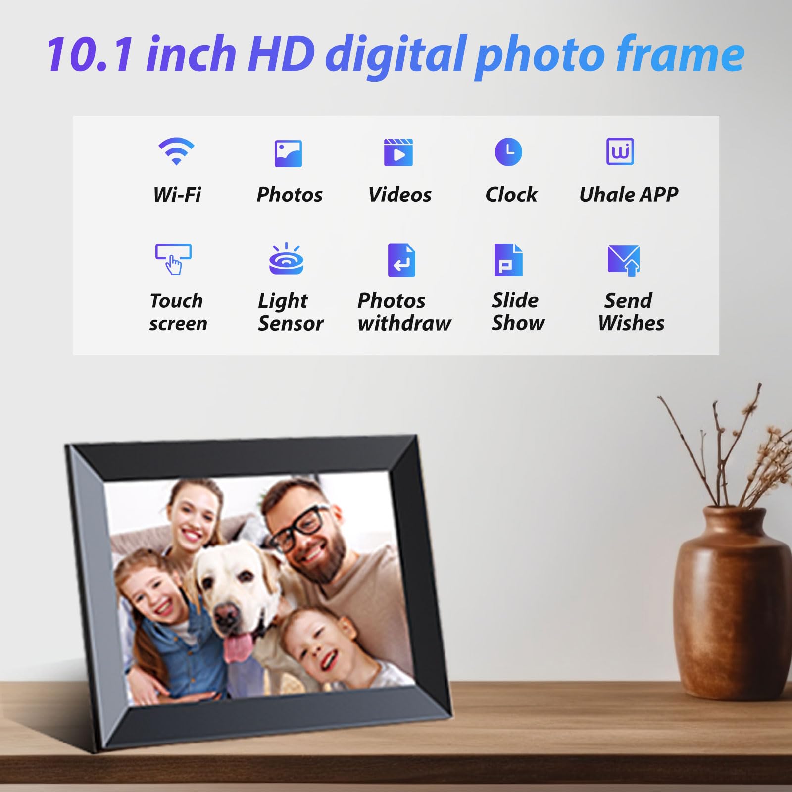 Uhale Digital Picture Frame Wifi 10.1 Inch Hd Ips Touch Screen Electronic Picture Frame Slideshow Smart Loop Digital Photo Frame