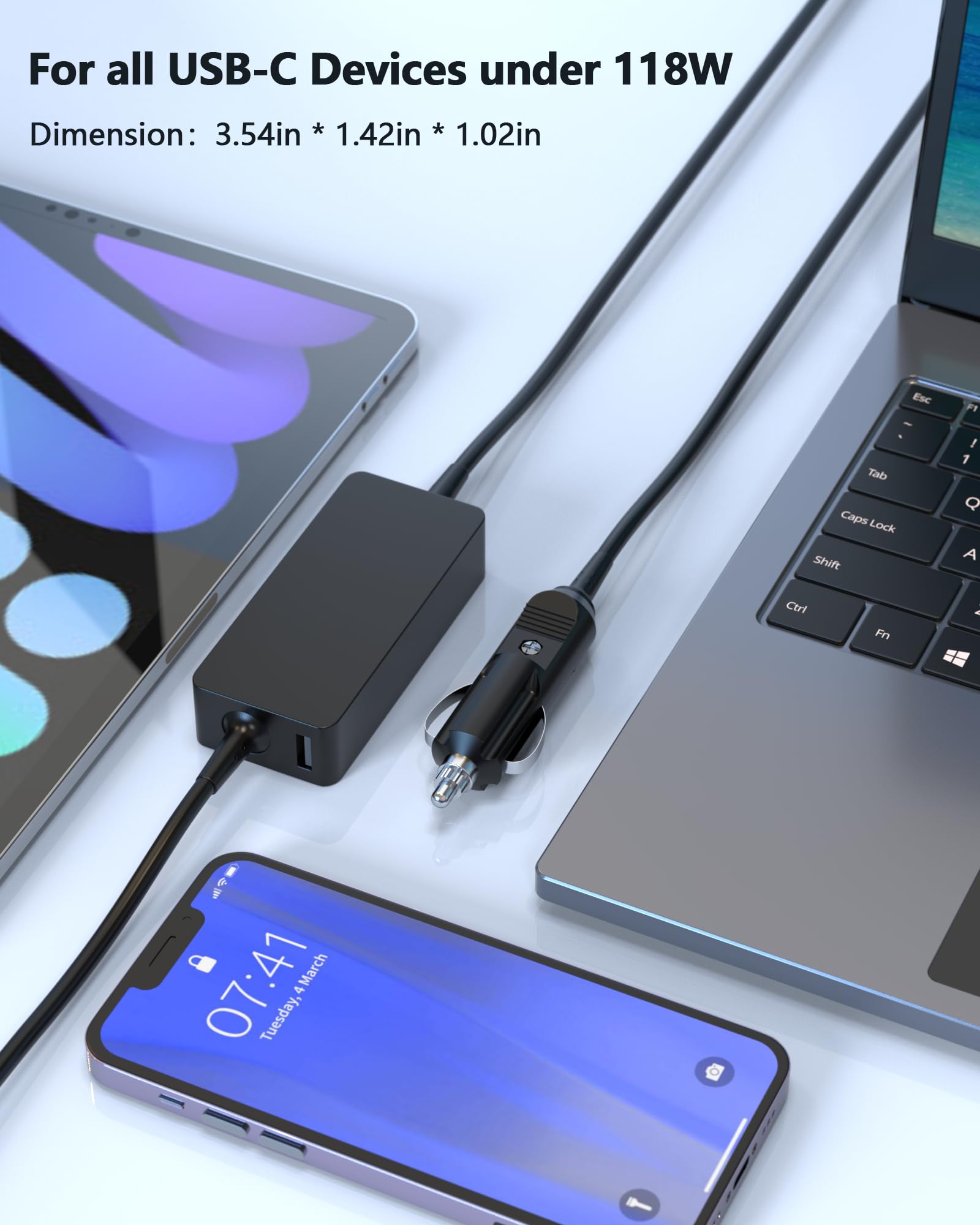 100W 90W 65W Usb C Car Charger For Dell Latitude 5420 5520 5510 7420 7410 7400 Chromebook 3100 Xps 12 13 15 9250 9350 9500 9530