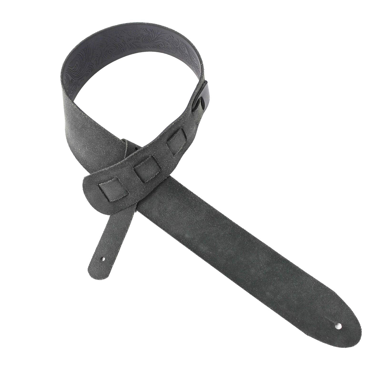 Walker & Williams Sp 74 Soft Black Premium Thick Italian Leather Guitar Strap Live Oak Tooling