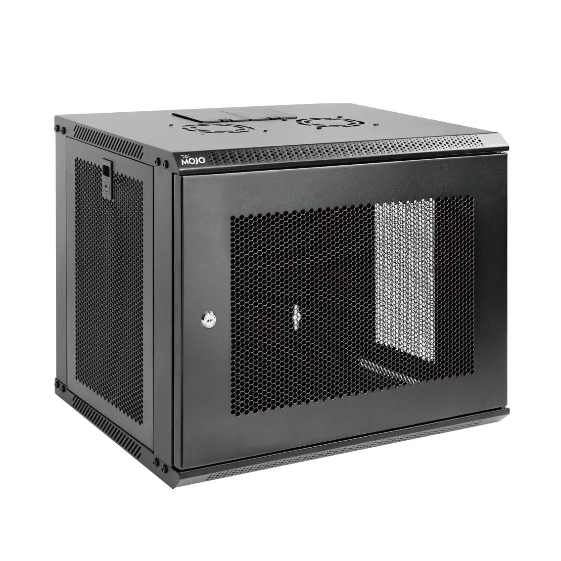 Tecmojo 9U Wall Mount Rack Network Cabinet For 19'' It Equipment,With Lockable Mesh Door And Side Panels,Cooling Fan,17.7Inch De