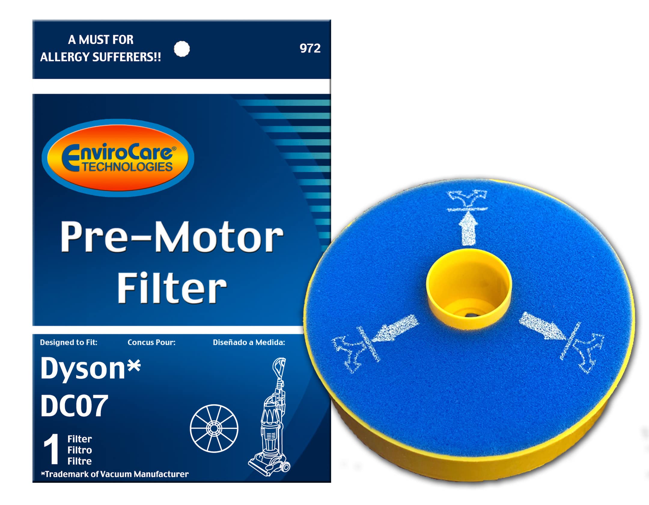 Envirocare Replacement Vacuum Cleaner Pre Motor Filter Designed To Fit Dyson Dc07 Uprights