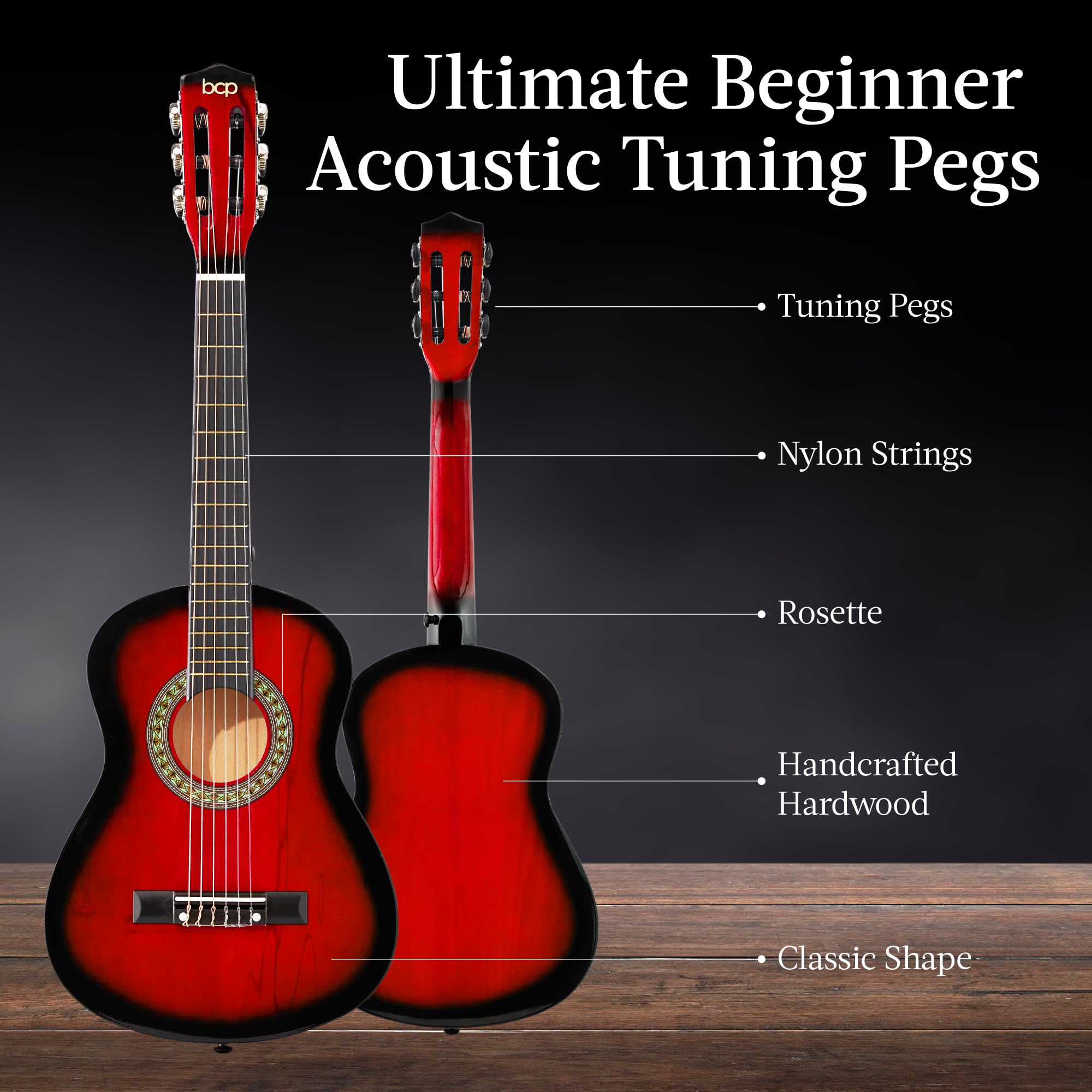 Best Choice Products 30In Kids Acoustic Guitar Beginner Starter Kit With Strap, Case, Strings   Redburst