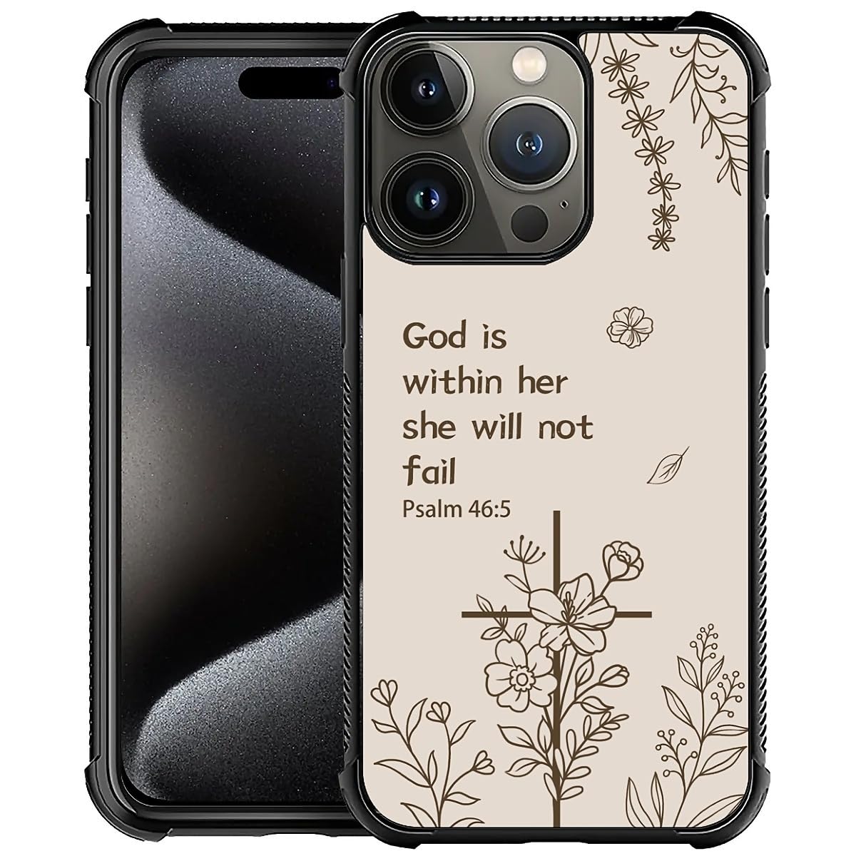 Deaorew for iPhone 16 Pro Case | Classic Slim Cover Design | Biblical Floral Cross