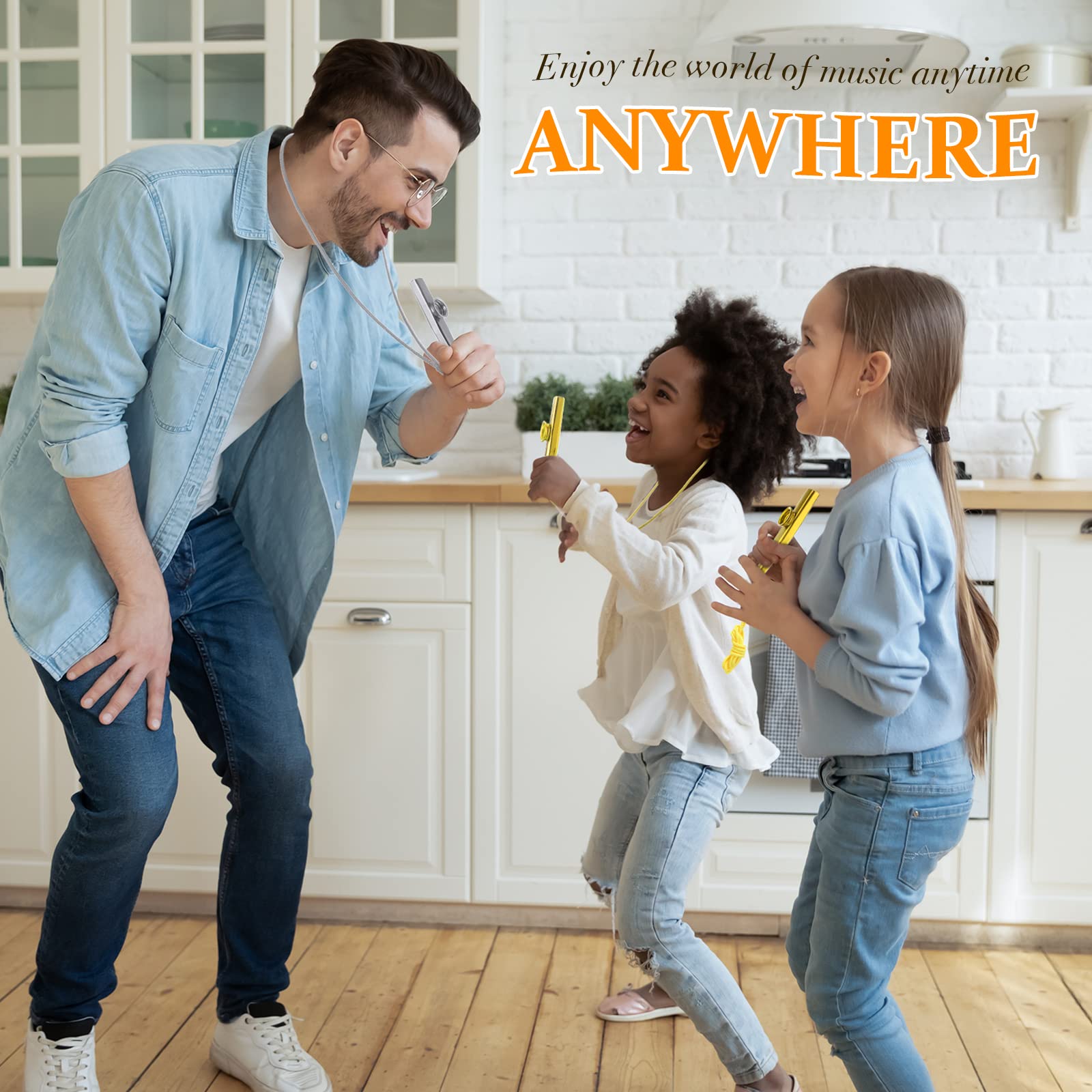 Newwiee 48 Pcs Metal Kazoos With Lanyards Musical Instruments Kazoo Pack Kazoo Flute Bulk Good Companion For Guitar Violin Piano