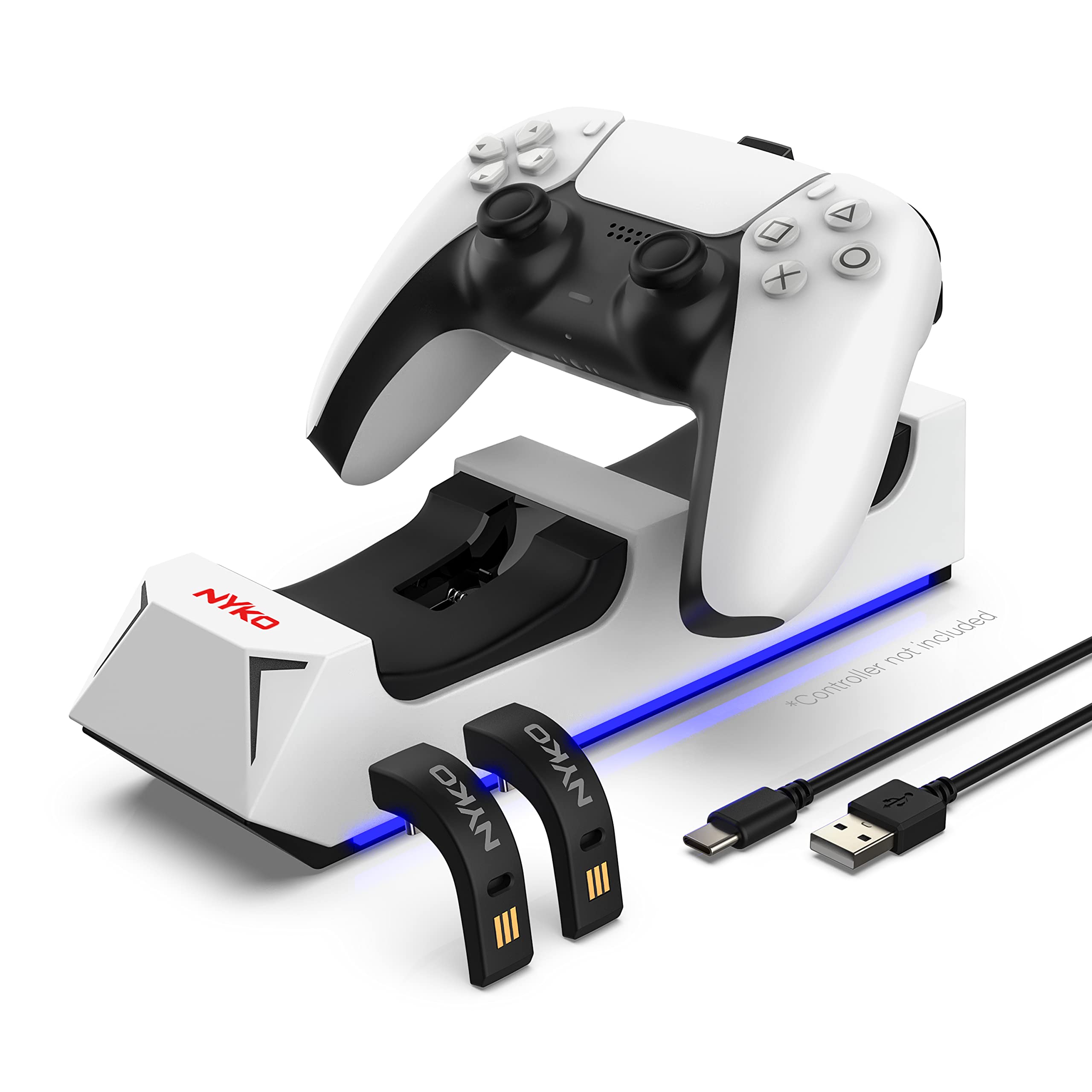Nyko Dualsense Charging Station for PlayStation 5 - Drop and Charge Base for 2 PS5 Controllers w/LED Indicators and Extra USB Po
