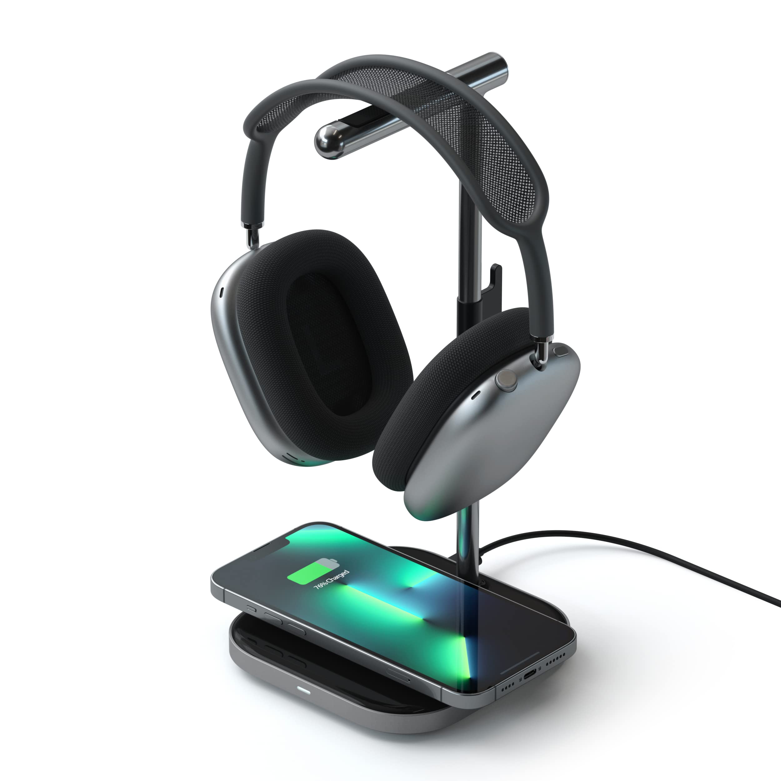 Satechi 2-in-1 Headphone Stand with Wireless Charger - USB Type-C Output Port and Magnetic Wireless Charger - for iPhone 17 to 1