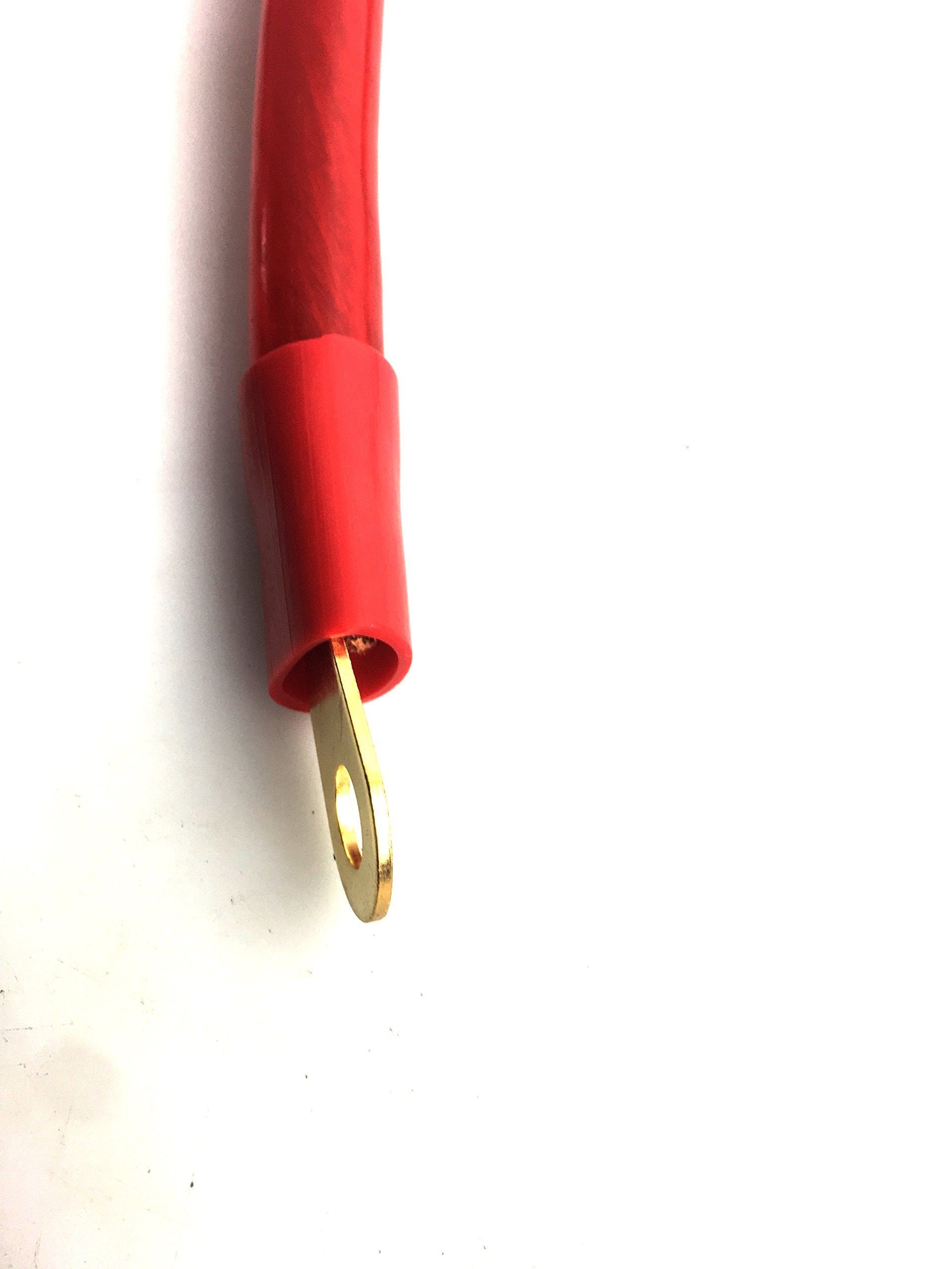 2/0 Awg Battery Cable 2 Feet Length With Gold Plated Terminal Lugs High Conductivity Terminal Ideal For Car, Boat Battery,Solar