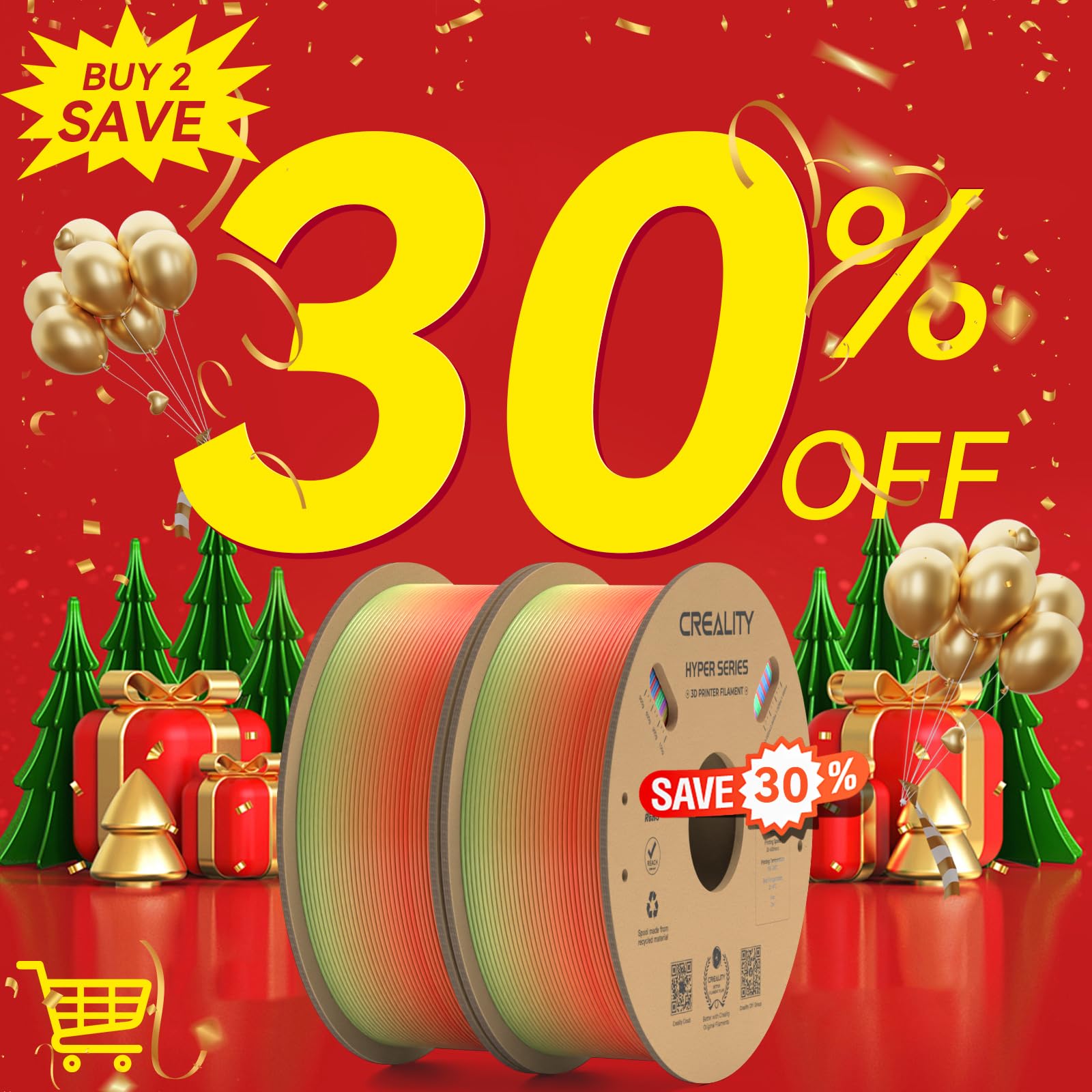 Official Creality Hyper Pla Filament Rainbow Bundle, Up To 600Mm/S High Speed 3D Printer Filament Pla, No Tangling Stronger Toug