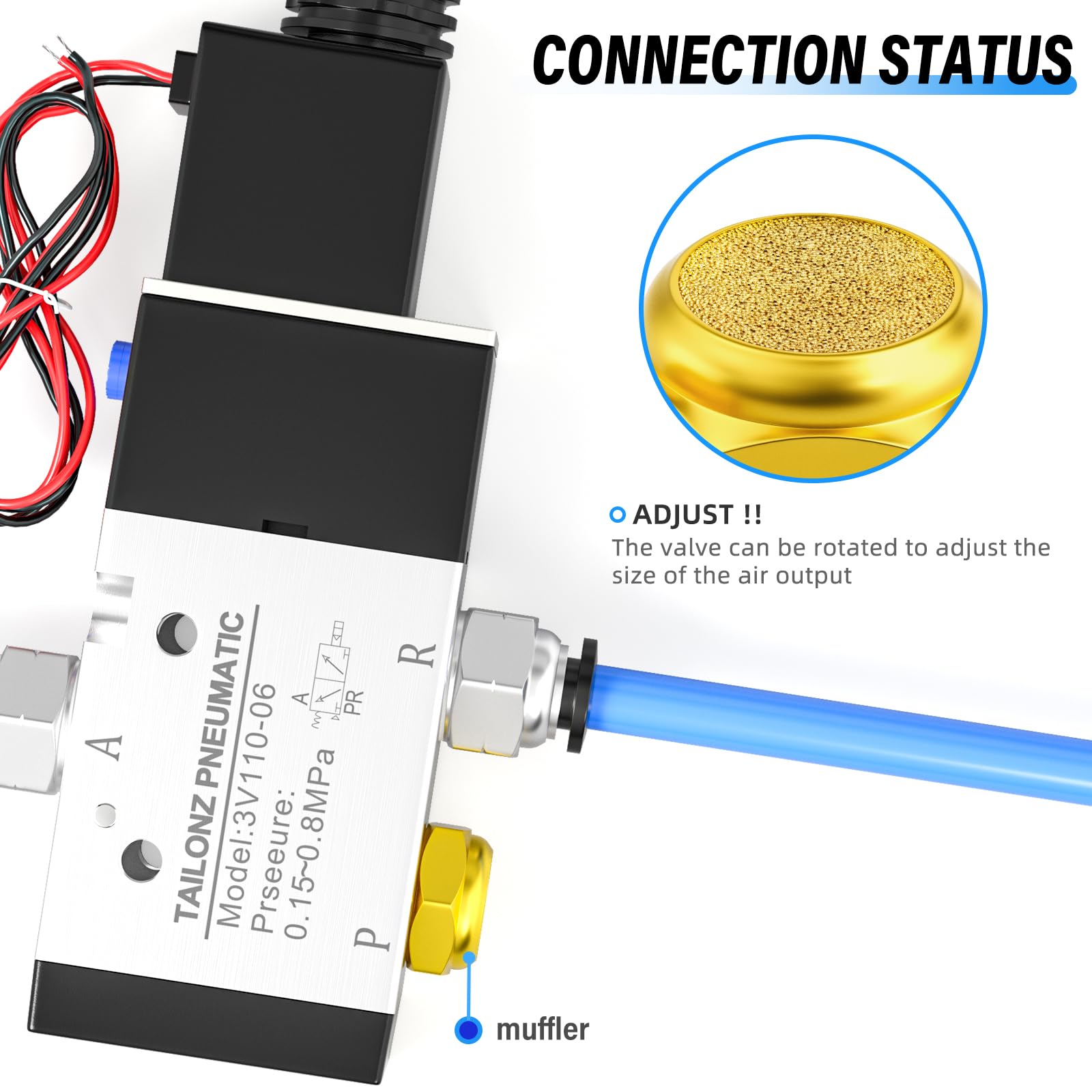 Tailonz Pneumatic Sintered Bronze Exhaust Muffler 1/8 Inch Npt   Brass Body (Pack Of 10)