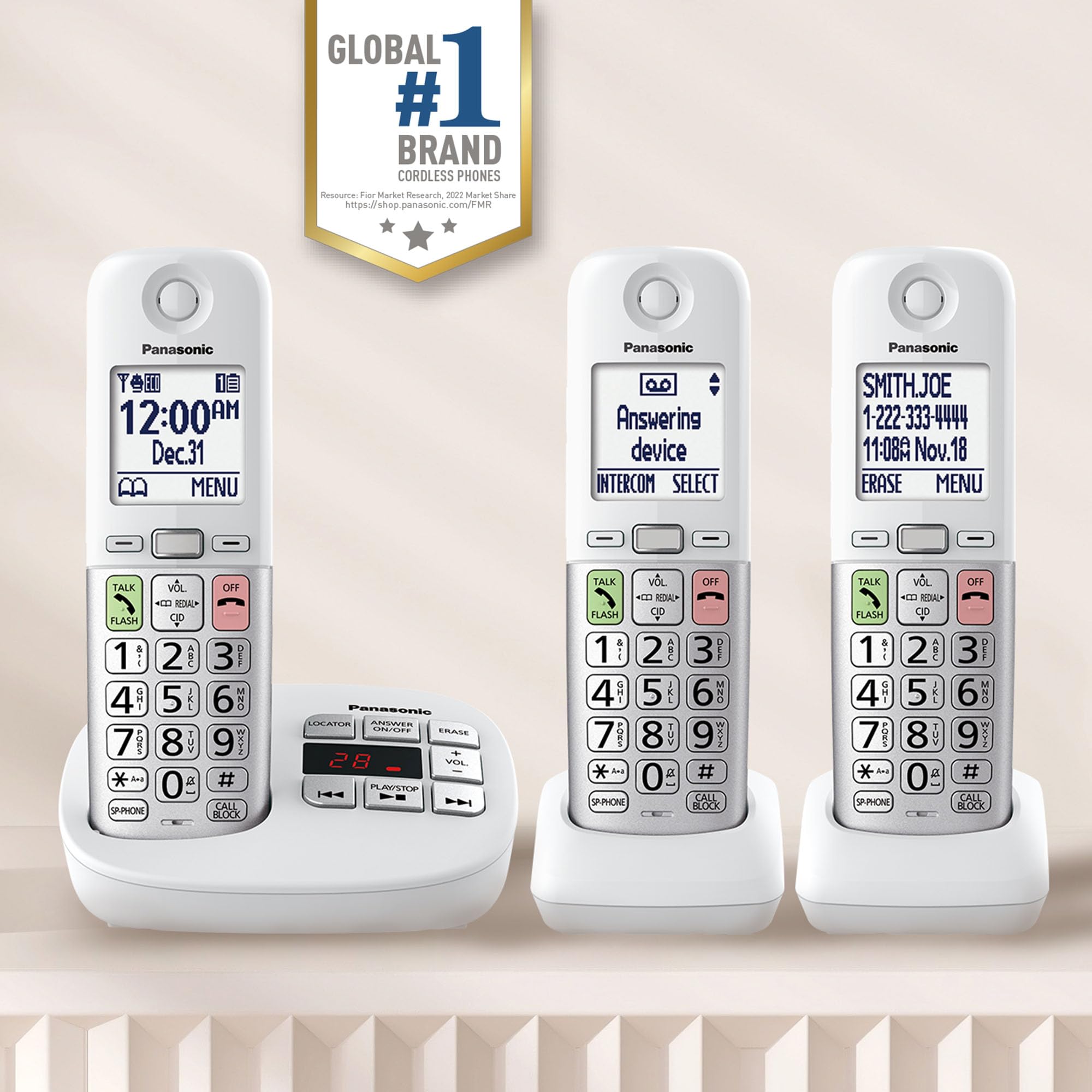 Panasonic Cordless Phone, Easy To Use With Large Display And Big Buttons, Flashing Favorites Key, Built In Flashlight, Call Bloc