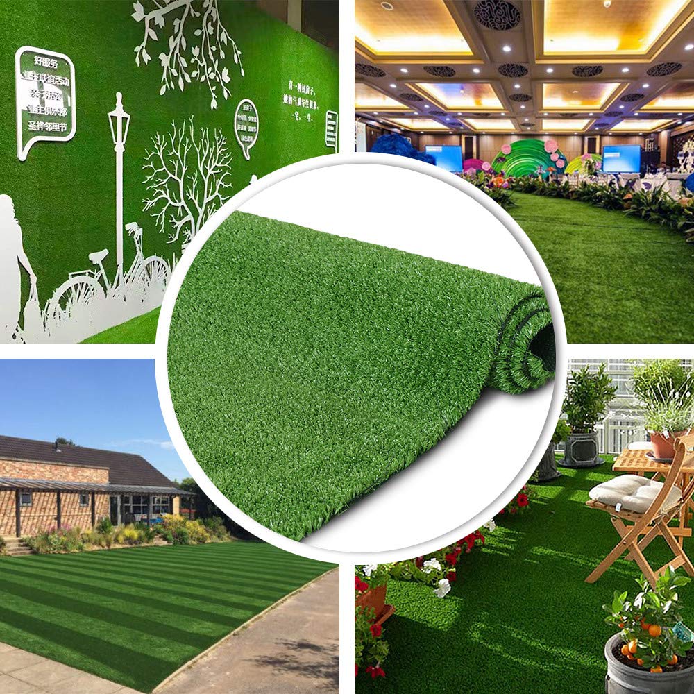 Synthetic Artificial Grass Turf 12Ftx12Ft, Indoor Outdoor Balcony Garden Pet Rug Turf Home Decor, Faux Grass Rug Carpet With Dra