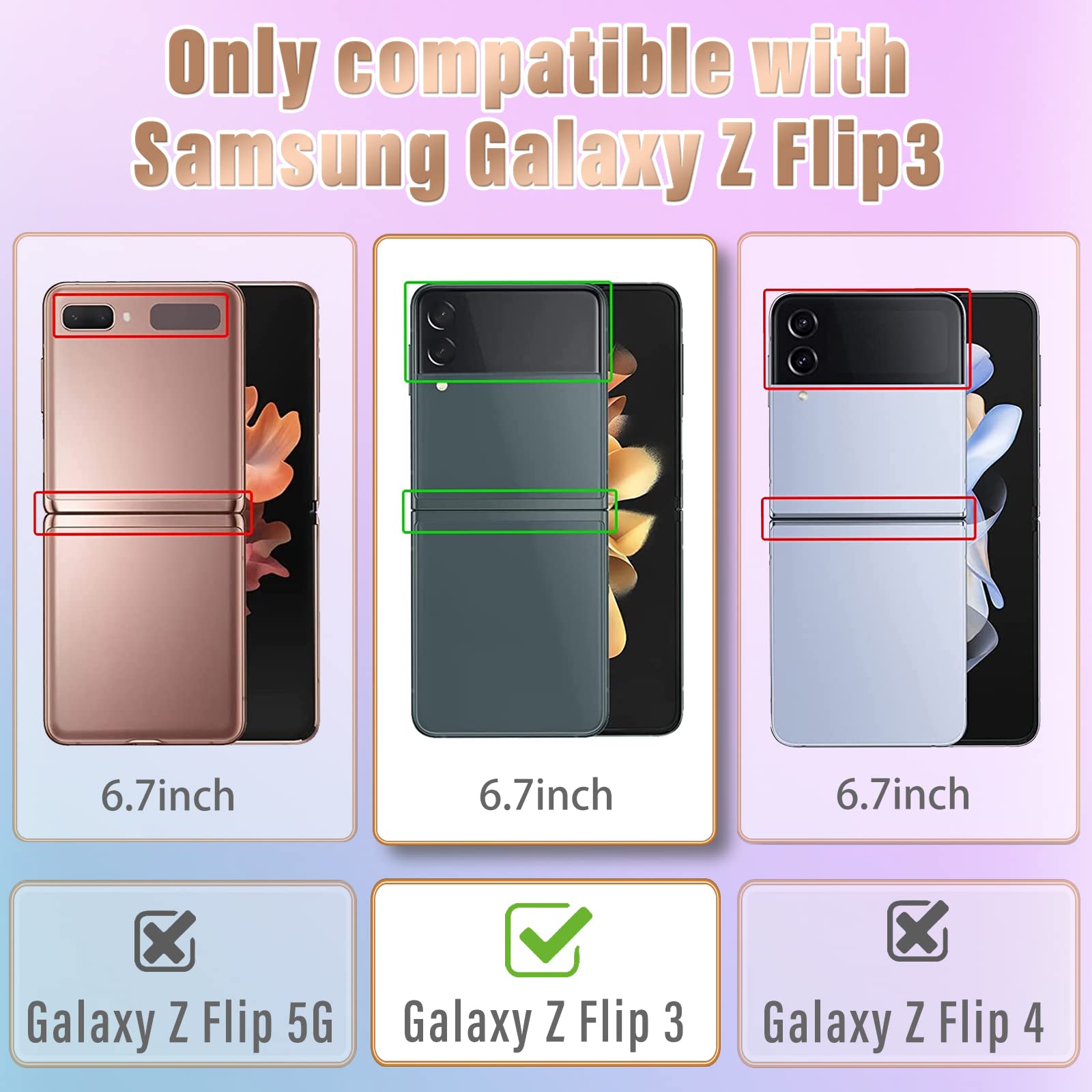 Goocrux For Samsung Galaxy Z Flip 3 Case Butterfly For Women Girls Girly Pretty Phone Cases Cute Pink And Gold Butterflies Patte