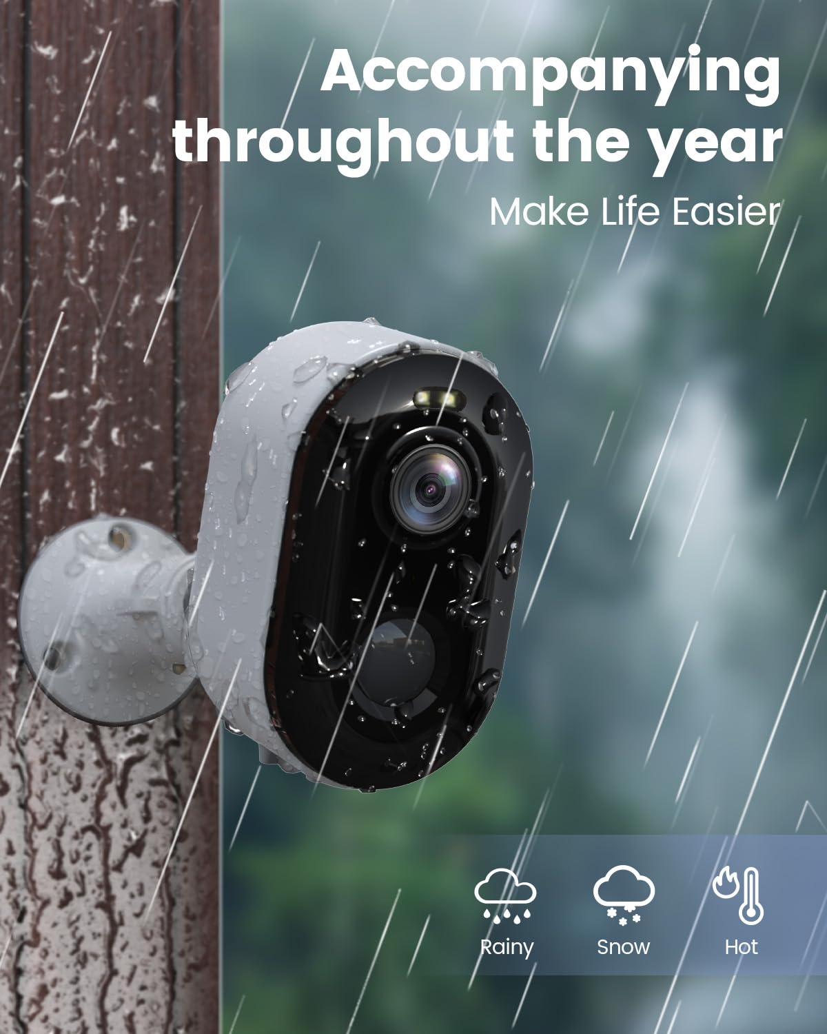 Mysight Wireless Outdoor Security Camera - 2K Color Night Vision, AI Motion Detection, IP66 Waterproof, Model CG6C-TY