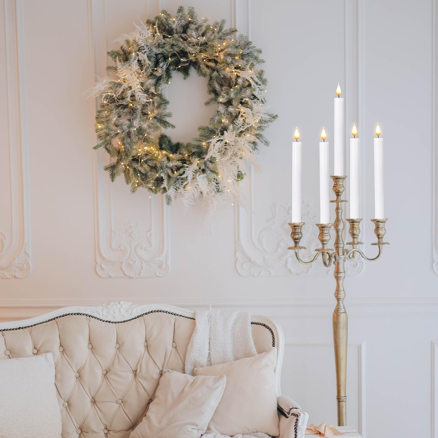 Poqcct Led Flameless Window Candles With Remote Timer 10 Pcs Battery Operated Flickering Taper Candle Lights With Removable Sliv