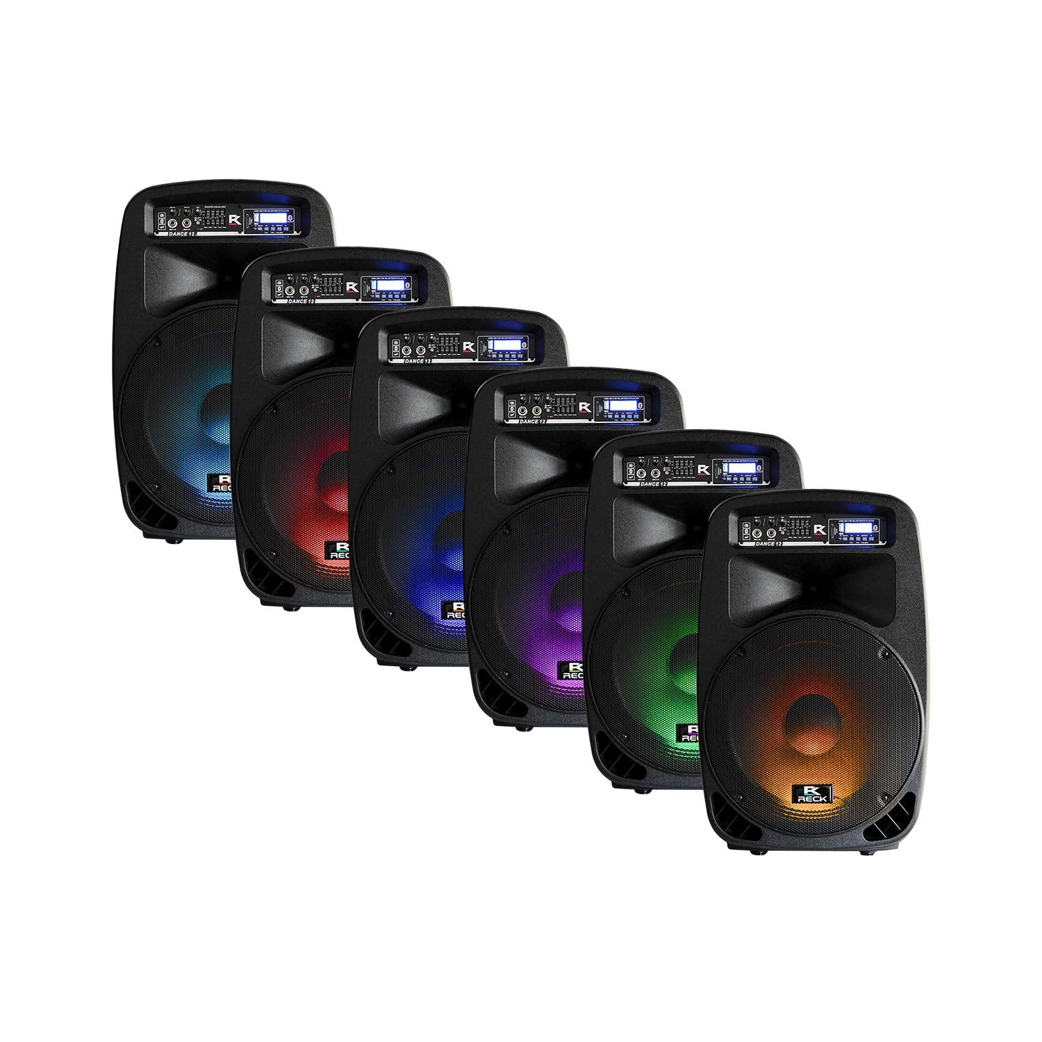 Proreck Dance 12 Portable 12 Inch 1000 Watts 2 Way Powered Pa Speaker System Combo Set With Bluetooth/Usb/Sd Card Reader/Fm Radio/Remote Control/Speaker Stand