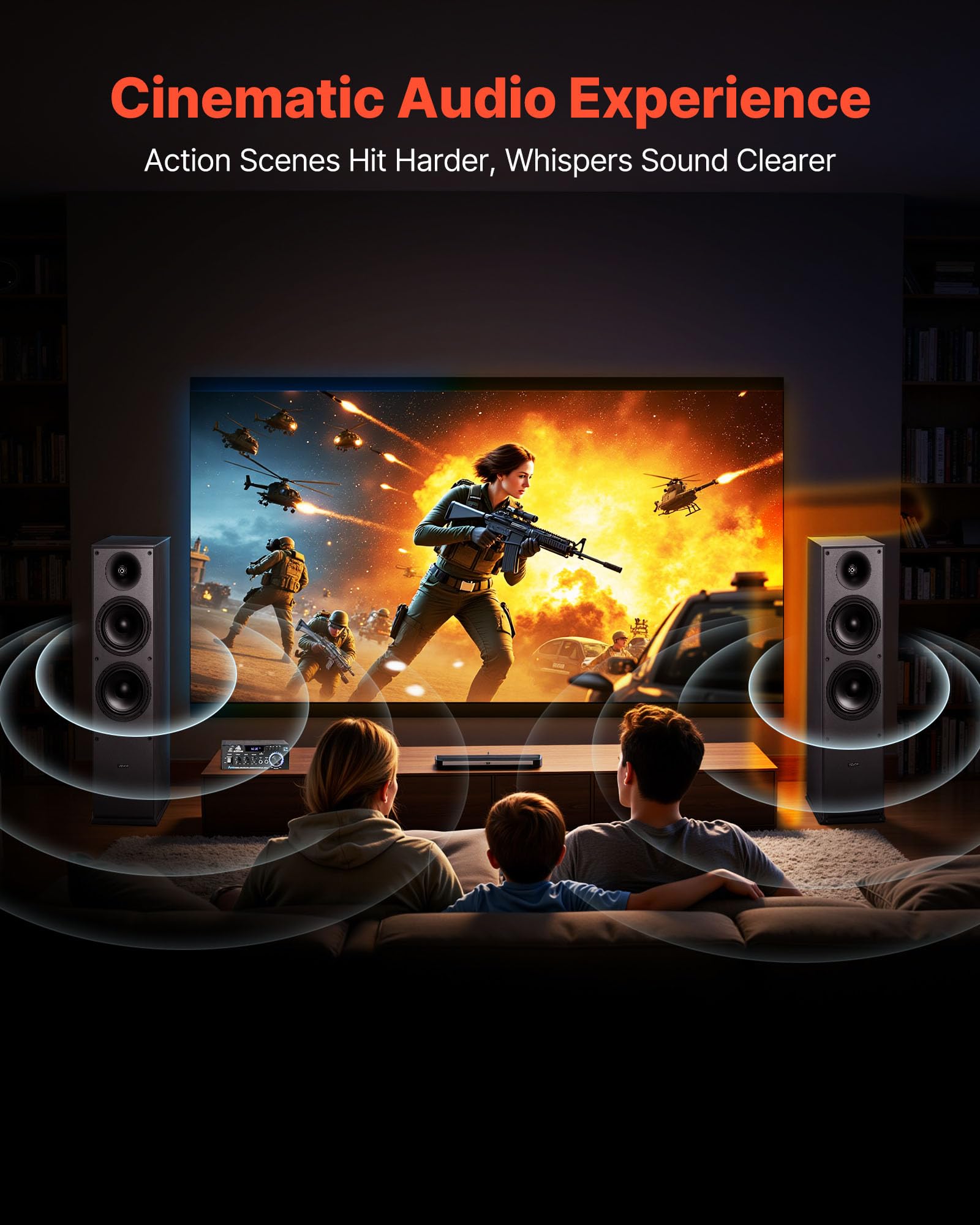 Vevor Passive Floorstanding Speakers, 2-Way, Floor-Standing Tower Speakers With 1 In Tweeter, 6.5 In Woofers, 400W Peak, 65Hz-20