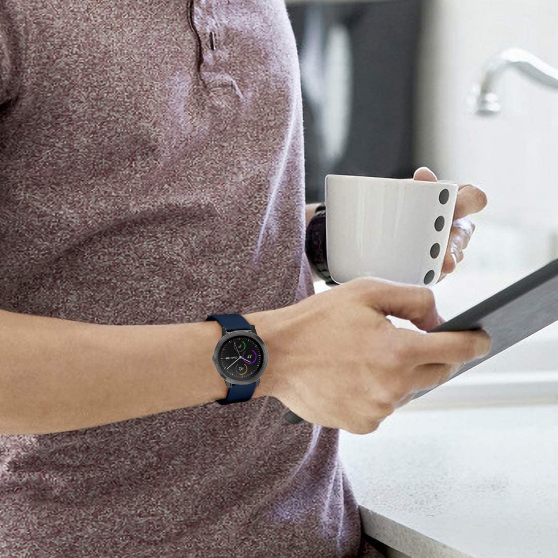 Vicrior Bands Compatible With Garmin Venu/Vivoactive 3 Smart Watch, Quick Release Soft Silicone Fadeless Pattern Printed Floral