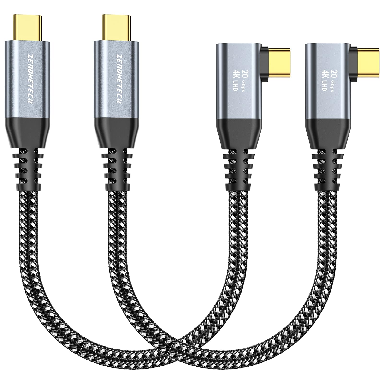 Short Usb C To Usb C Cable 1Ft 2 Pack Usb C 3.2 Gen 2 Cable 20Gbps High Speed Data Transfer, 4K Usb C To Usb C Monitor Cable 100
