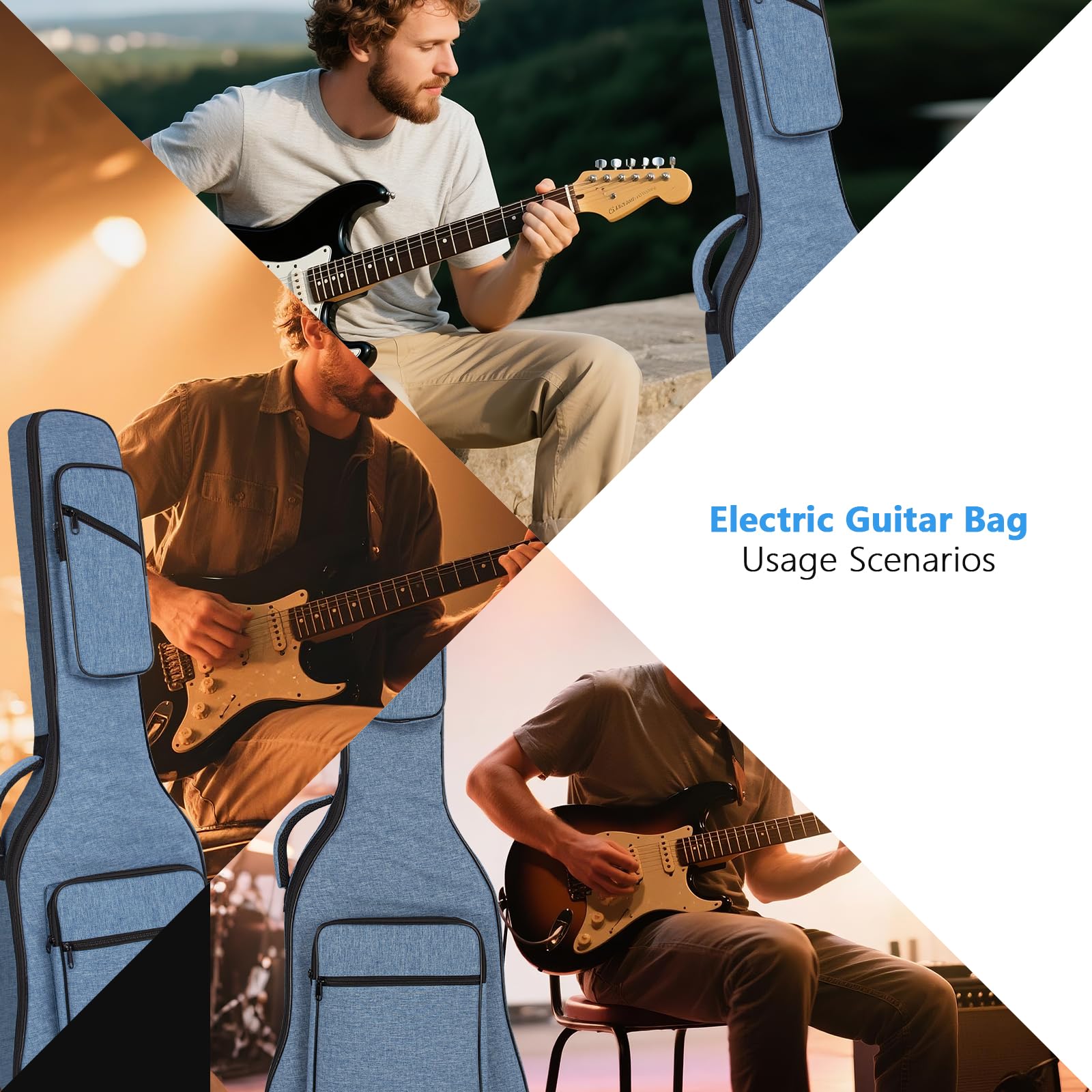 0.4In Thick Padding Backpack Soft Electric Guitar Gig Bag Padded Guitar Case Adjustable Shoulder Strap Gig Bag With Back Hanger