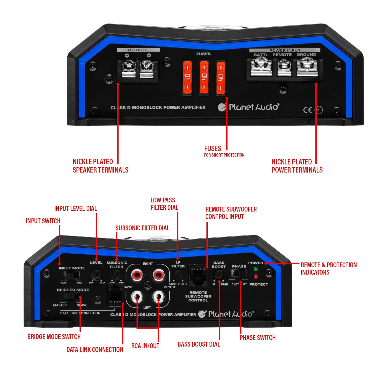 Planet Audio PL4000.1D Pulse Series Class D Monoblock Car Amplifier 4000W 1 Ohm Stable MOSFET