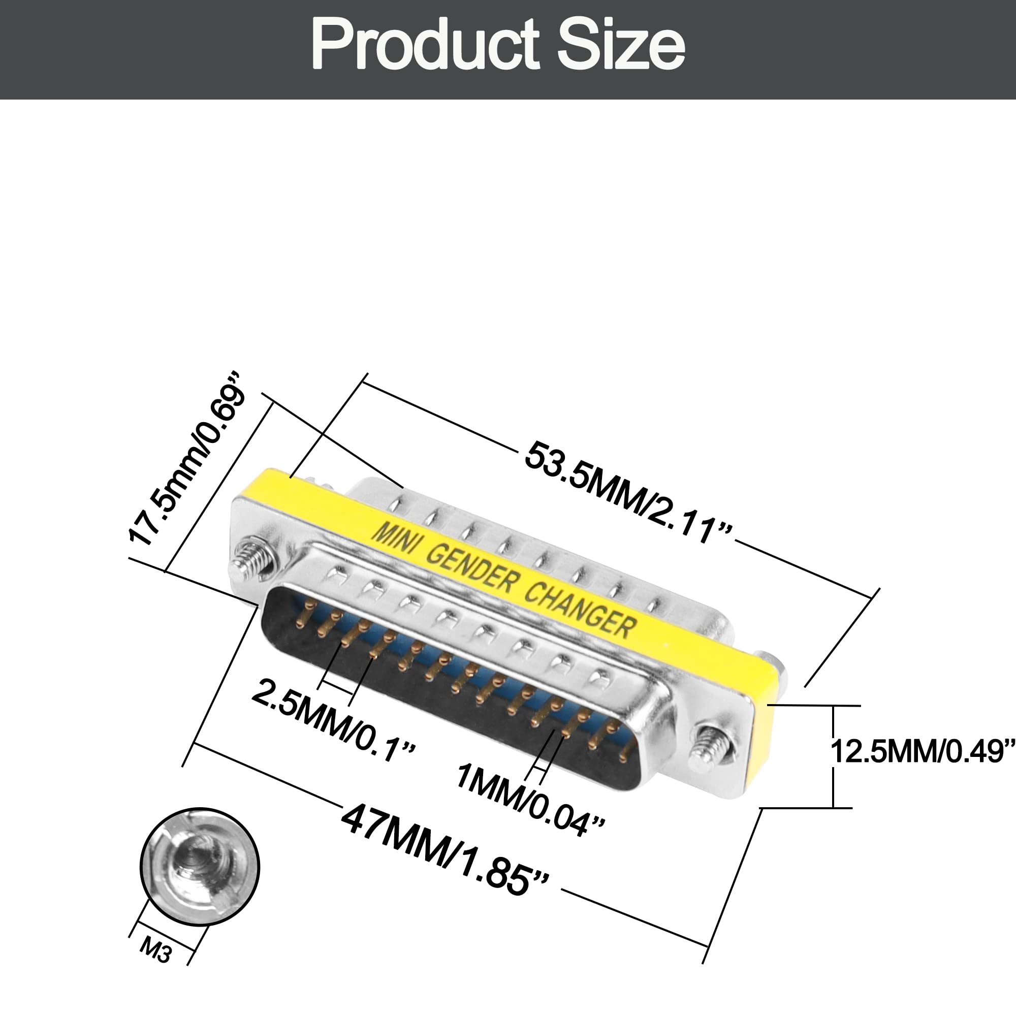 Meiriyfa Db25 25 Pin Gender Changer D Sub 25Pin Coupler Serial Cable Gender Changer Rs232 Vga Adapter Connetor For Applications Pack Of 2 (Male To Male)