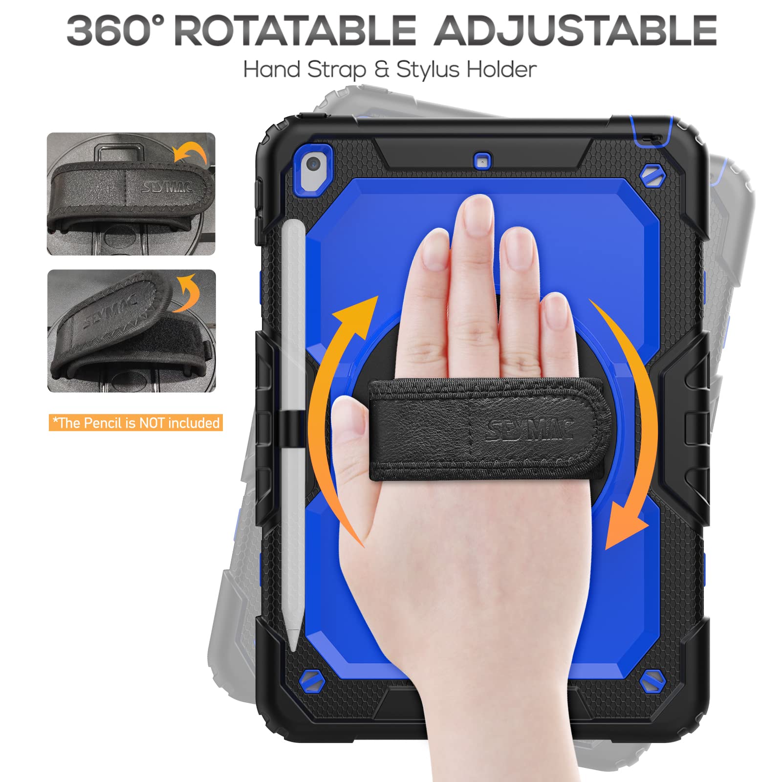 Seymac Ipad 9Th/ 8Th/ 7Th Generation Case 10.2'' 2021/2020/2019, Full Body Shockproof Heavy Duty Protective Case With Screen Pro