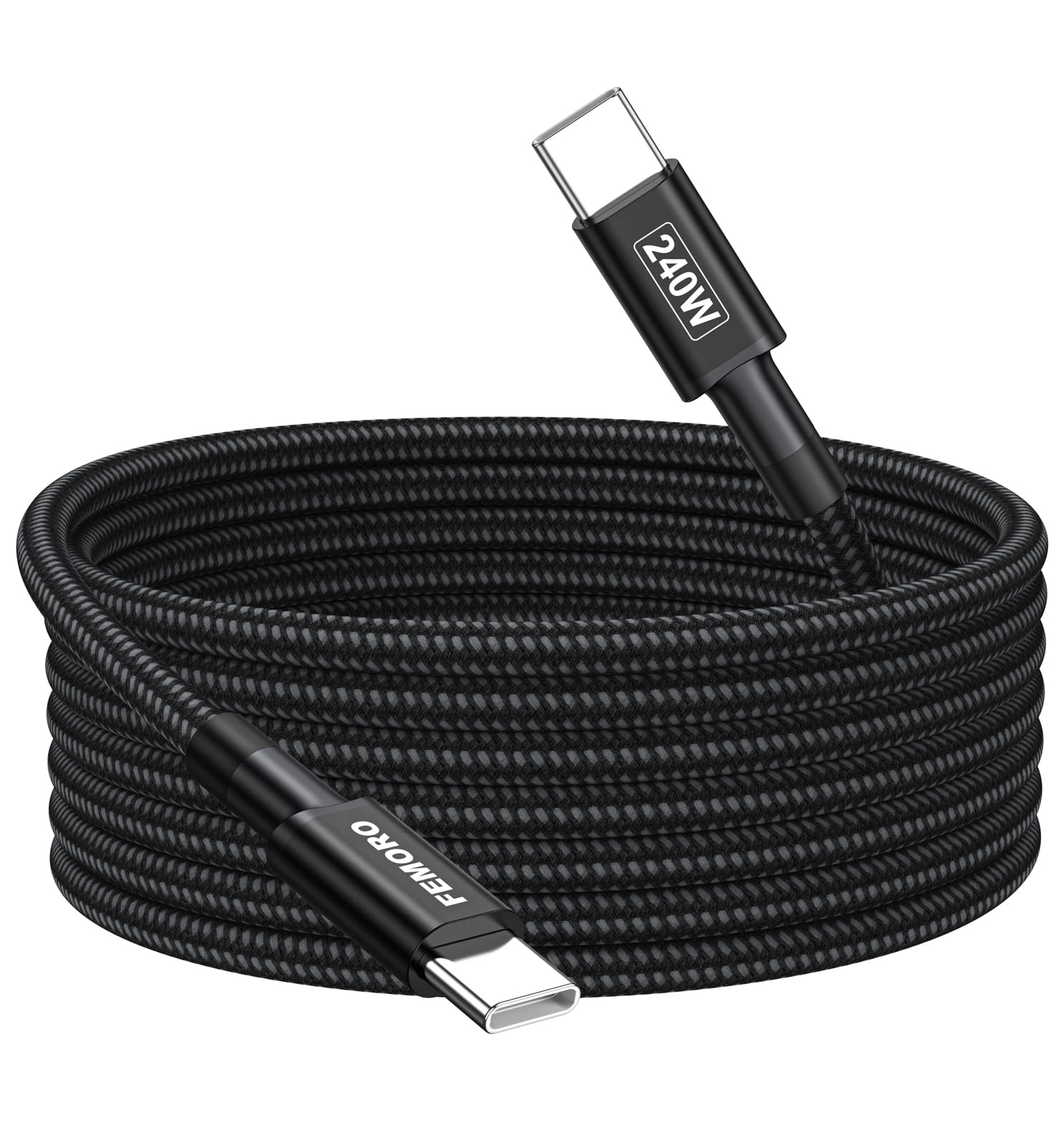 10 ft USB C Cable Fast Charging, 240 Watt Power Delivery USBC Cord, Black