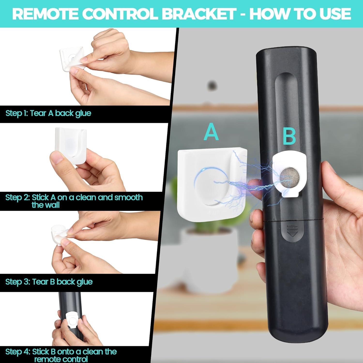 6 Piece Magnetic Remote Control Holder Wall Mount   Self Adhesive Suitable For Tv Backside As Well As Tv Fan And Air Conditioner