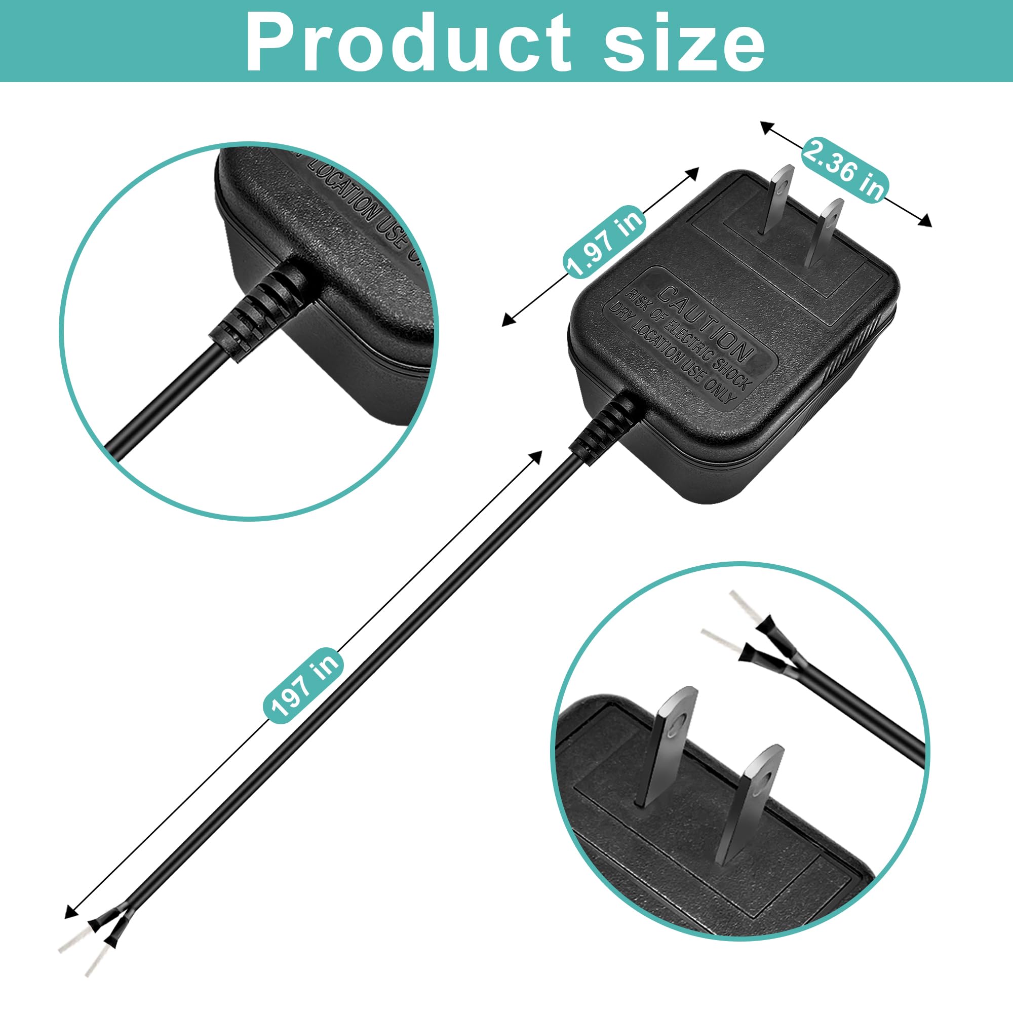 Jiooyy 24 Volt Doorbell Power Adapter   16.4Ft Long C Wire Adapter, Doorbell Transformer Fits Ring, Nest Hello, Wyze, Eufy Video