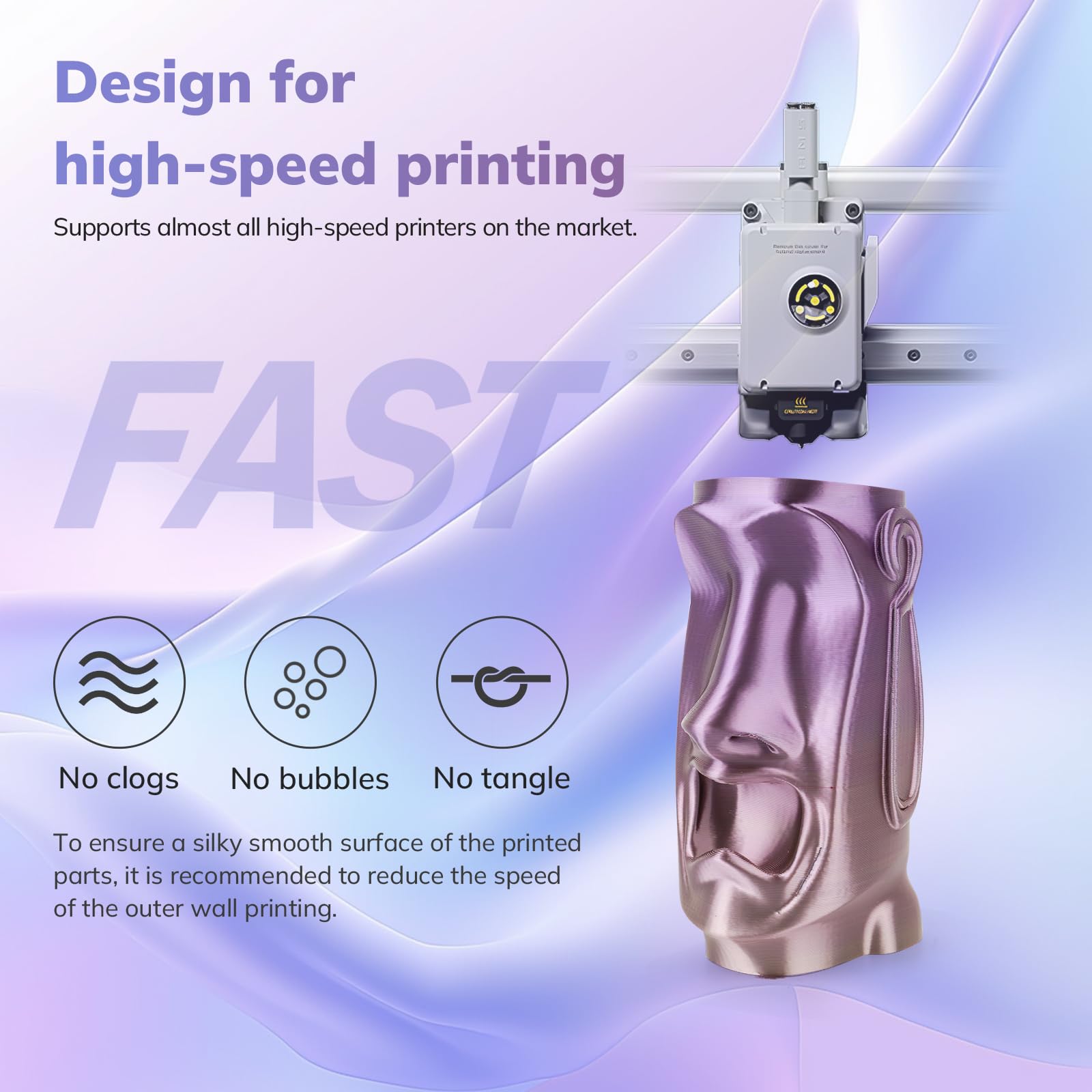 Amolen Silk Pla 3D Printer Filament, Shiny Multicolor Kingfisher Rainbow Pla Filament 1.75Mm, Gradient Color Change Pla 3D Print