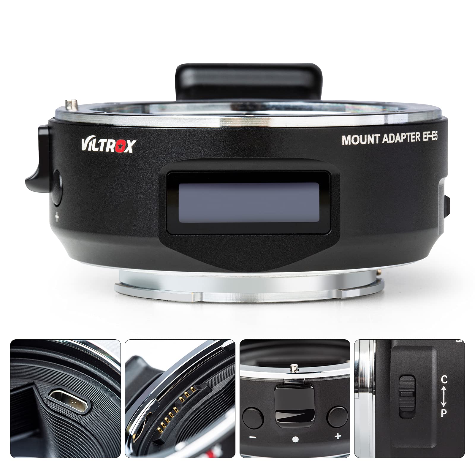 Viltrox Ef-E5 Lens Adapter For Sony E Mount, Oled Display Auto Focus Lens Mount Ring Compatible With Canon Eos Ef Ef-S Lens To S