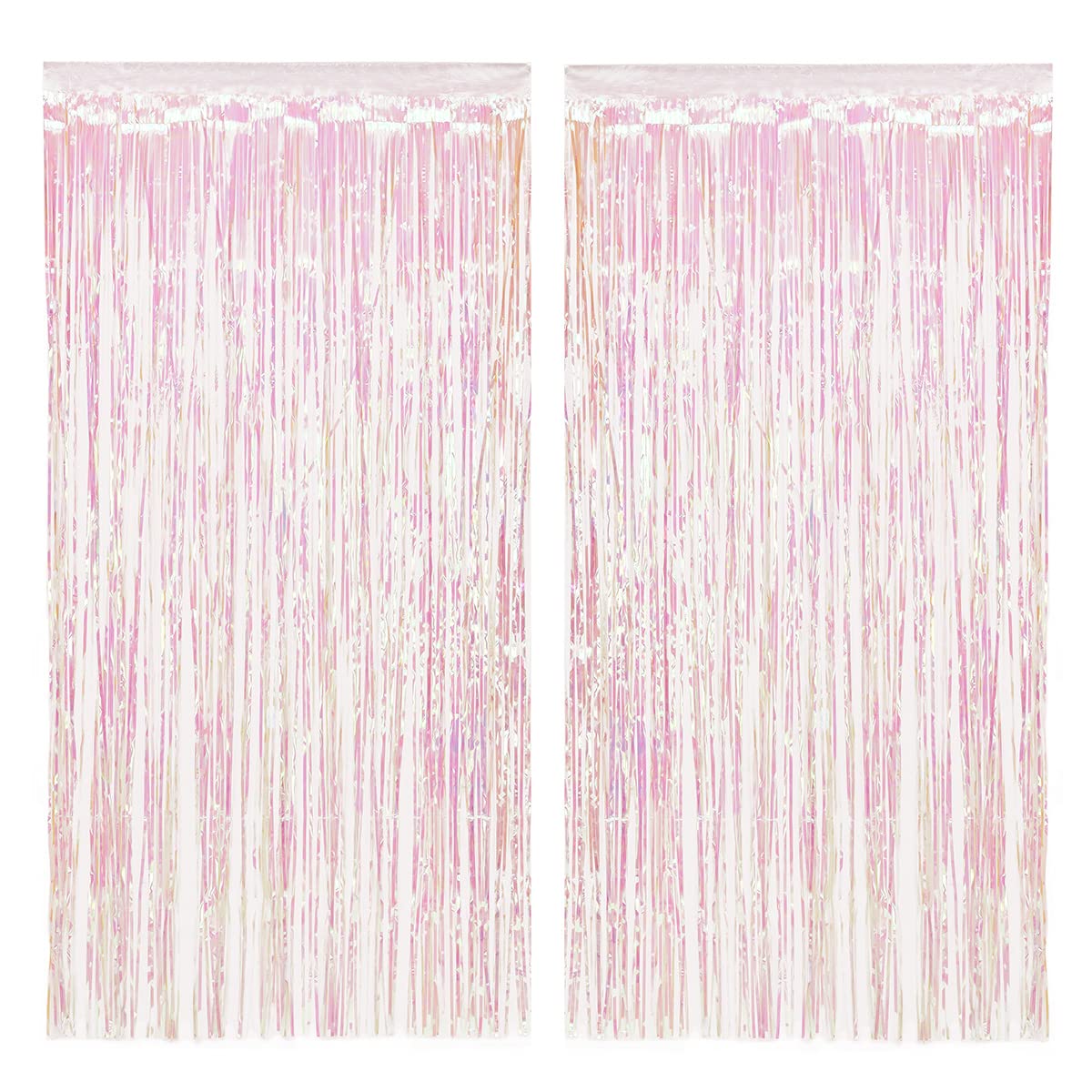 Xo, Fetti Decorations Iridescent Fringe Foil Curtain   Set Of 2 | Bachelorette Party Bridal Shower Backdrop, Wedding, Birthday P
