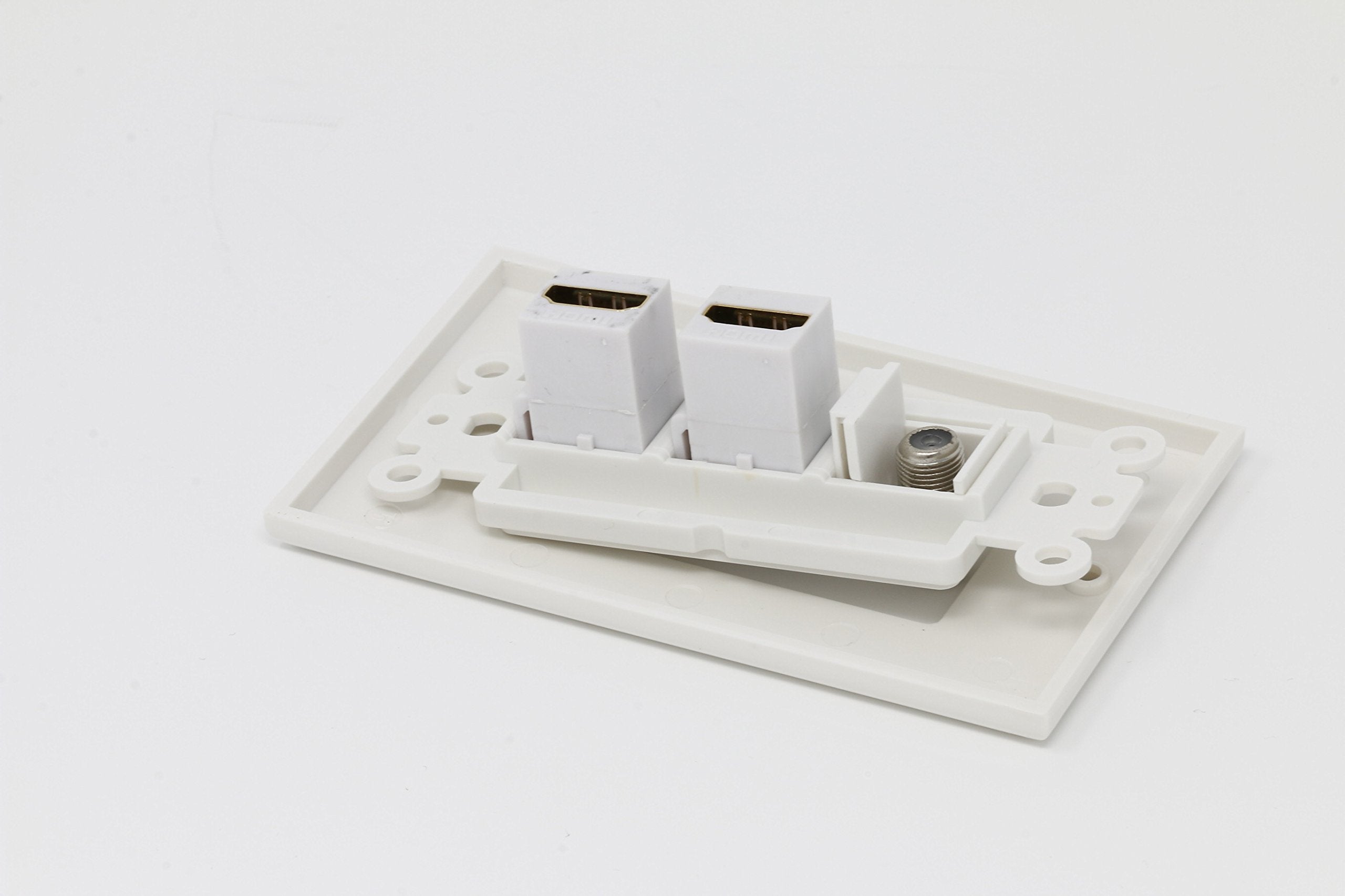 Riteav   2 Hdmi And 1 Coax Cable Tv F Type Port Wall Plate White Decorative