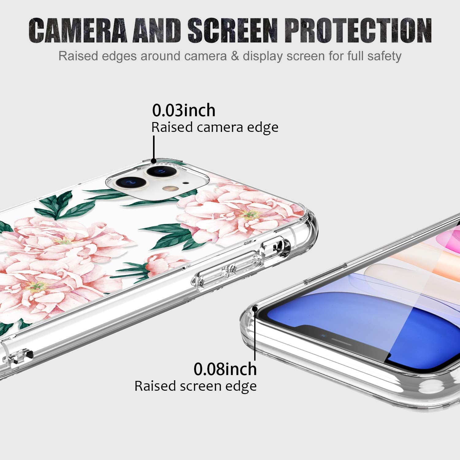 Luhouri Designed For Iphone 11 Case With Screen Protector   Slim Fit, Sturdy Clear Acrylic Cover For Women And Girls   Protectiv