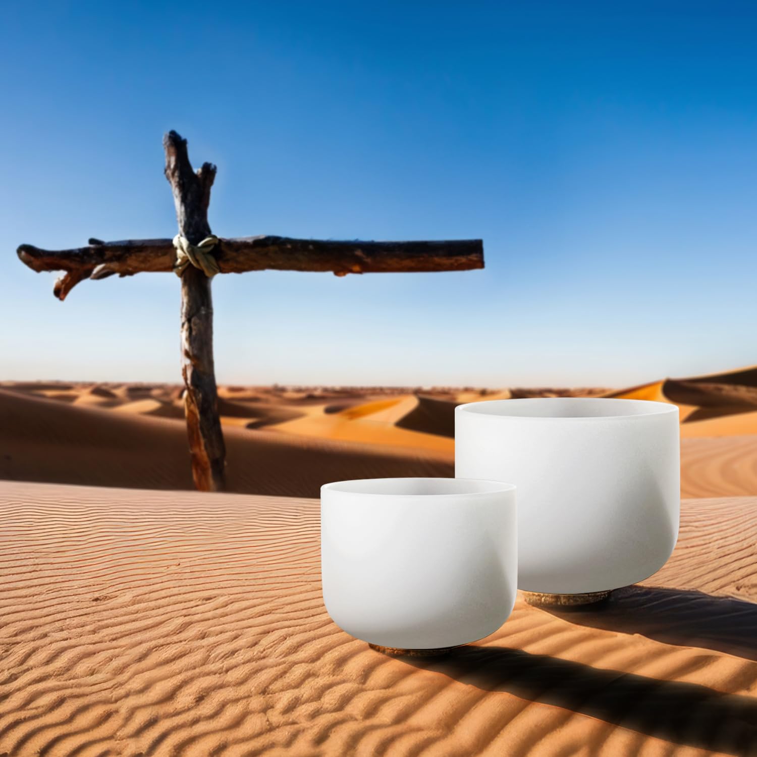 Lycrystal Couple Of 2 Pcs Crystal Singing Bowl Set, 8'' F Note Heart Chakra And 10'' C Note Root Chakra, Sound Bowl Meditation S