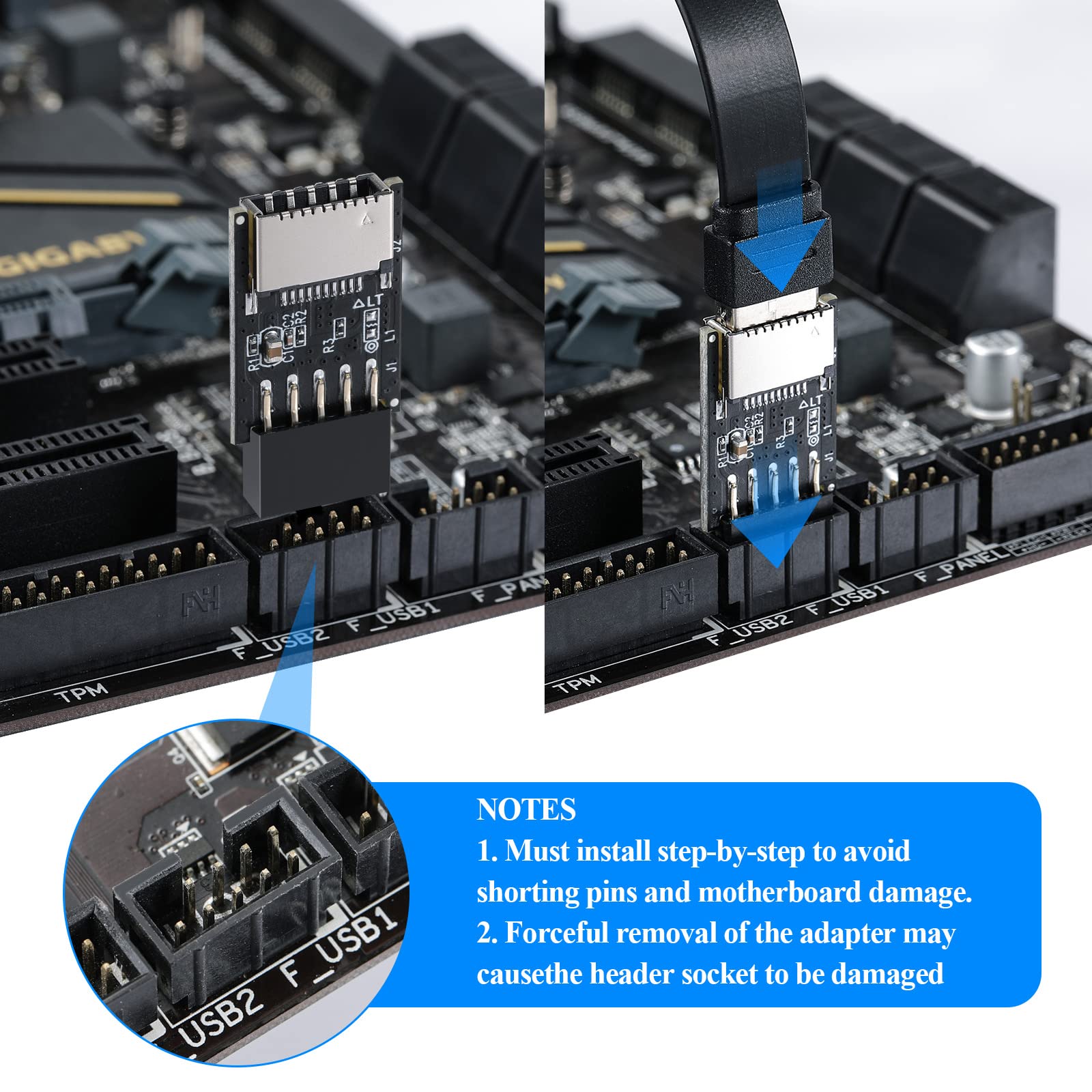 Mzhou Usb 2.0 Front Panel Header Usb 9Pin To Usb 2.0 Type E Internal Adapter