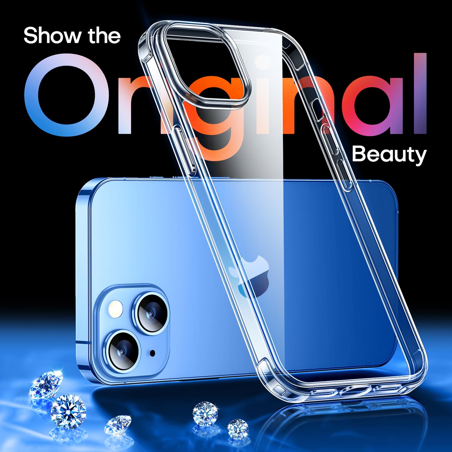 Canshn Clear Designed For Iphone 13/14 Case, [3.0Mm Raised Airbags][Not Yellowing] Shockproof Protective Phone Case Cover With H