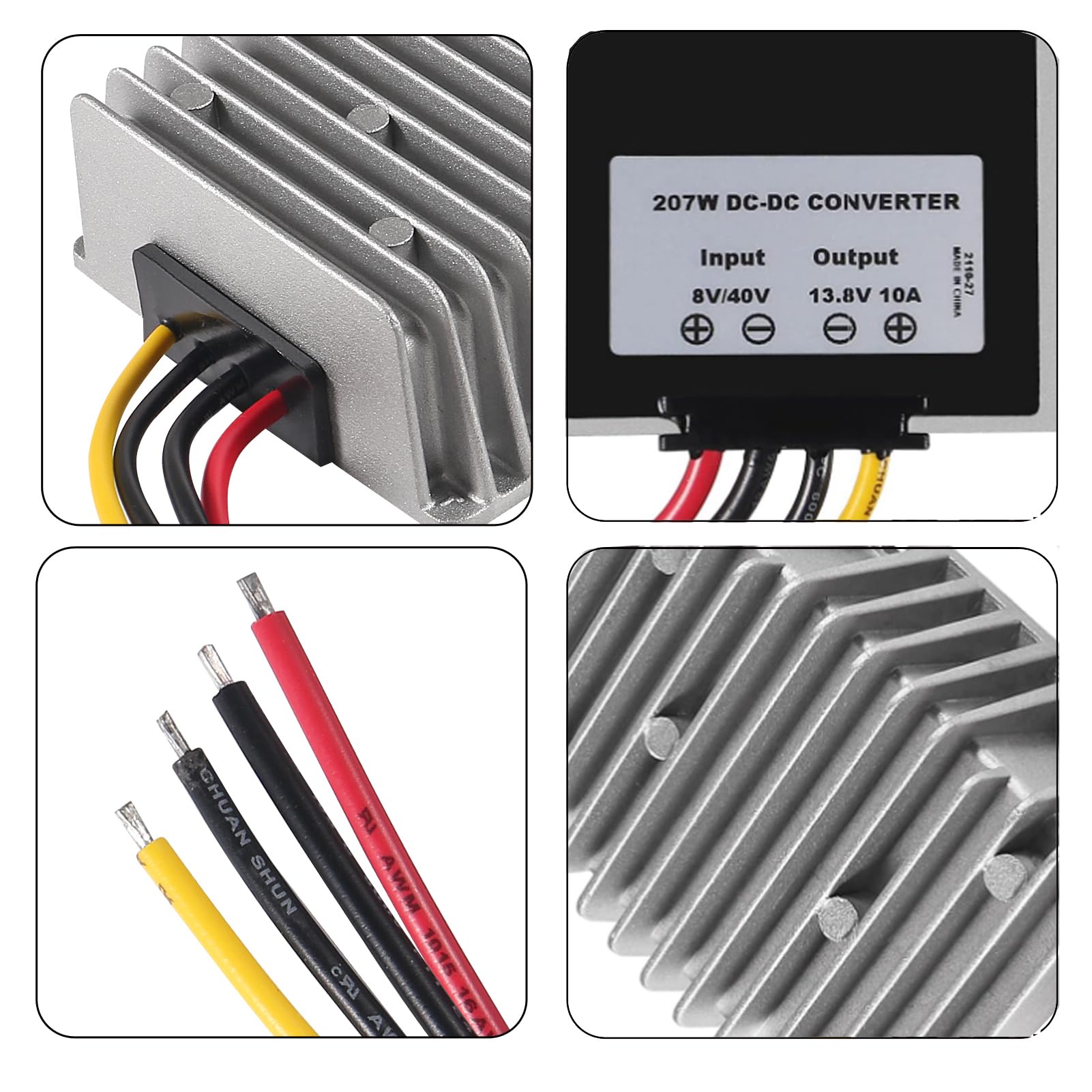Aediko Dc Voltage Reducer Converter Dc 8V 40V To 13.8V 10A 138W Reducer Power Converter Waterproof Regulator Module Transformer