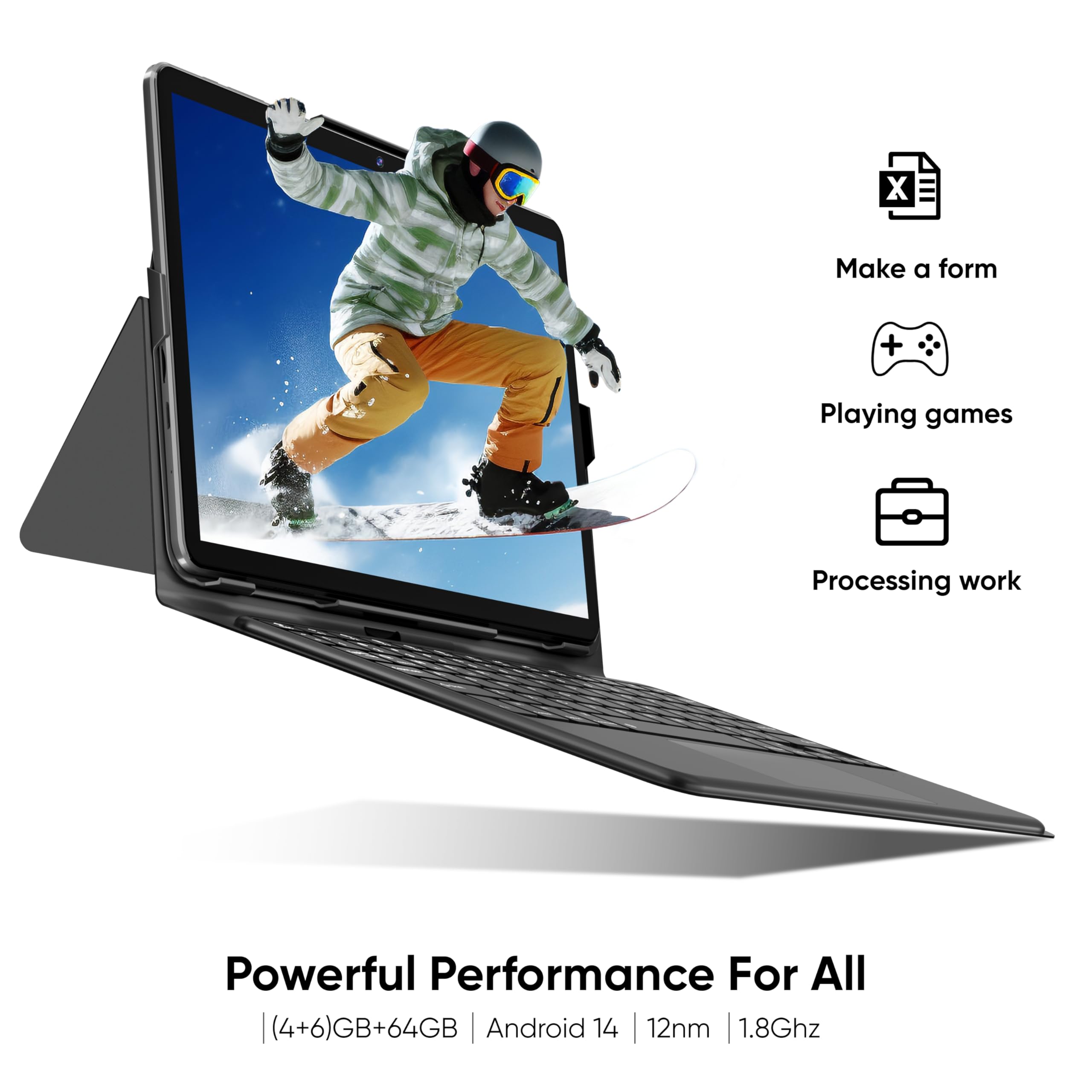 Ehfidc Android 14 Tablet, 64Gb+10(4+6 Expand) Gb 512Gb Expandable, Octa Core Tablet With Wifi, 8000Mah Battery, 10.1 Inch Tablet