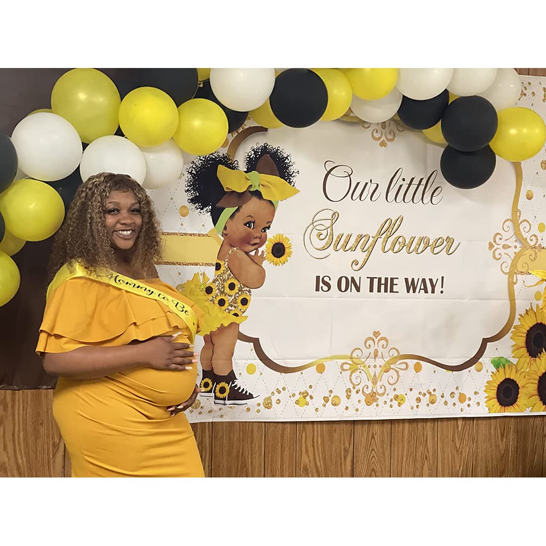 Avezano Sunflower Baby Shower Backdrop Baby Girl Baby Shower Party Decoration Our Little Sunflower Is On The Way Photo Backgroun