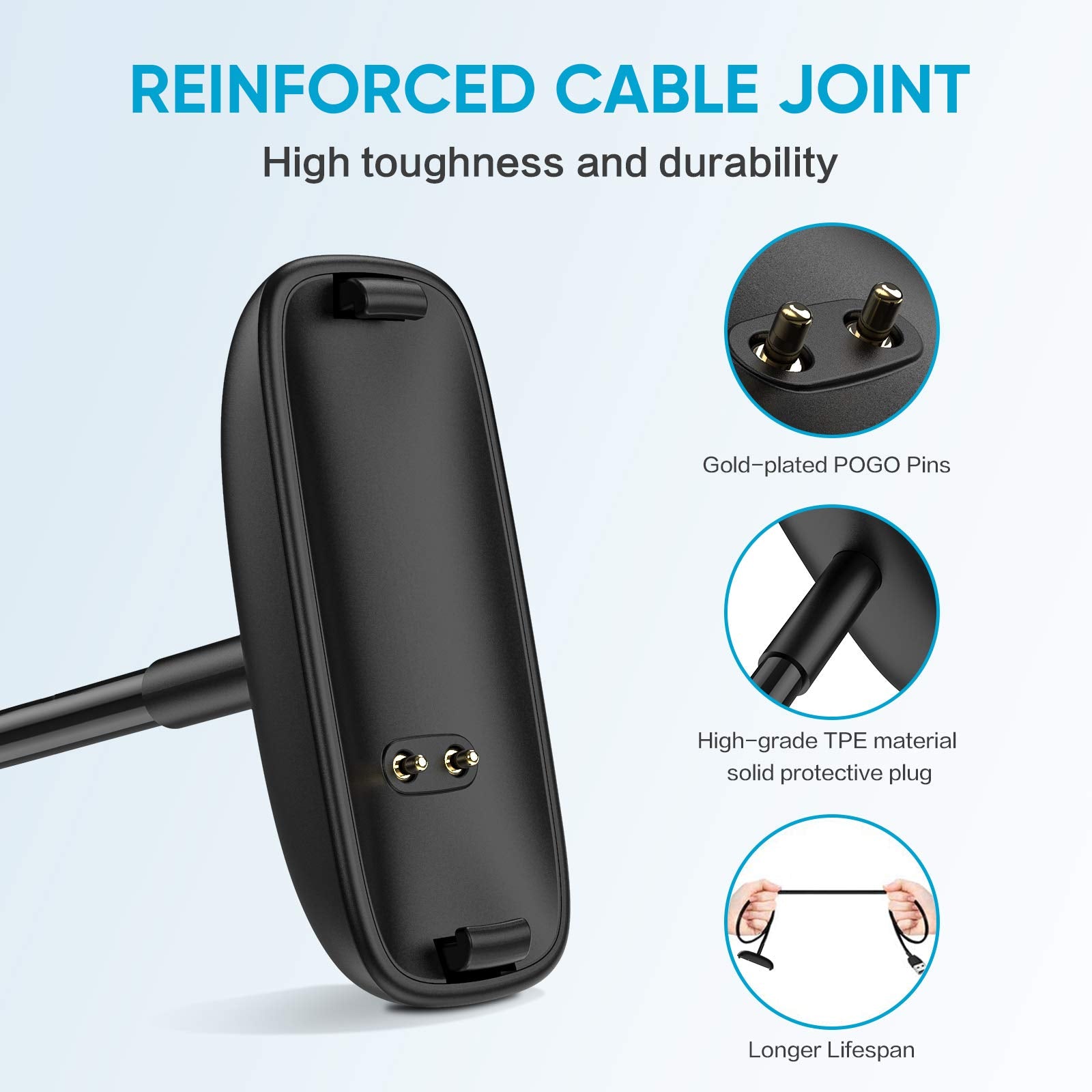 Eeweca [2 Pack] Charger Cable For Fitbit Inspire 2, Replacement Charging Cable Accessory (3.3 Ft/1.0 Ft)