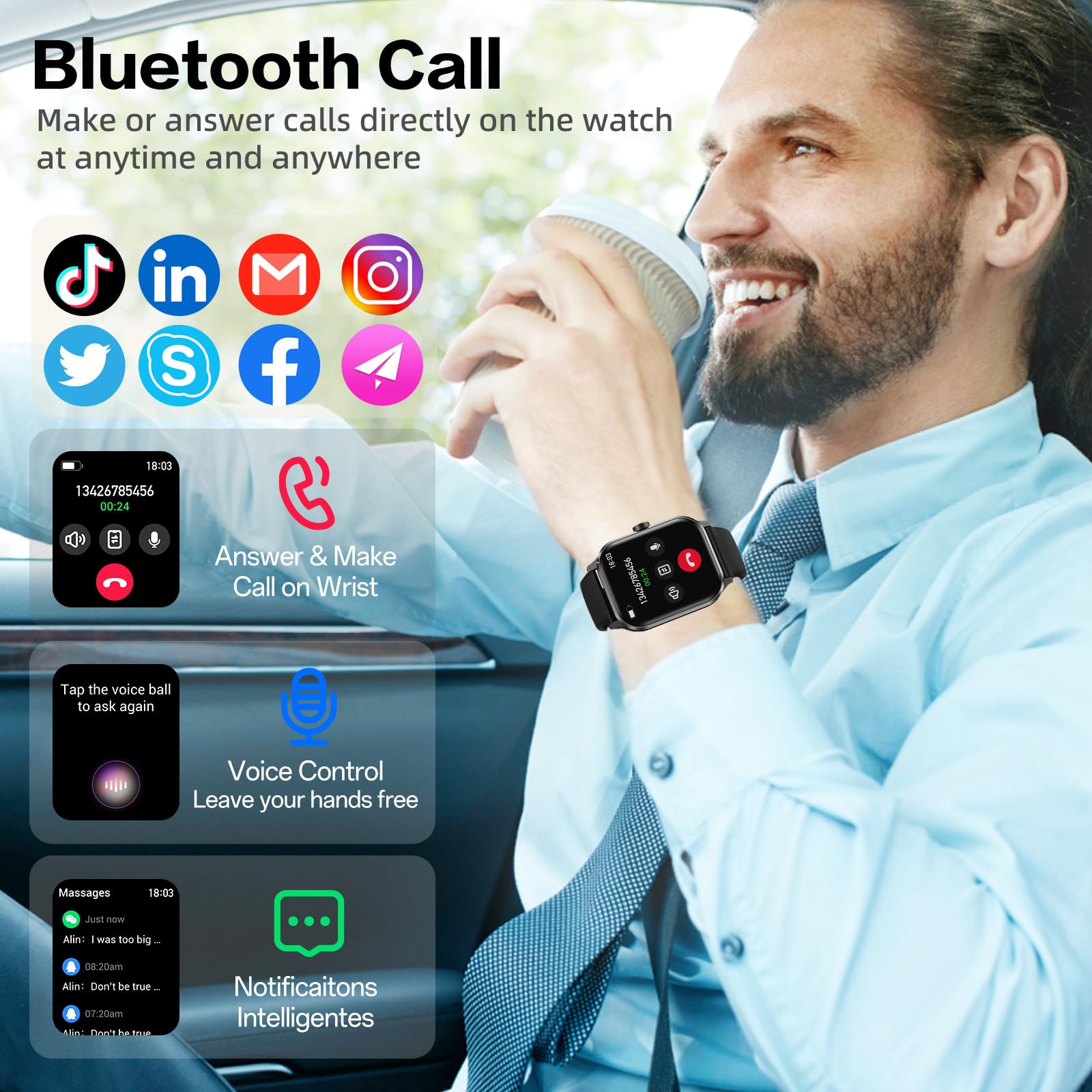 Smart Watch For Men And Women, 1.96'' Hd Fitness Tracker With Bluetooth Calls, Heart Rate & Sleep Monitor, 120+ Sports Modes, Ip