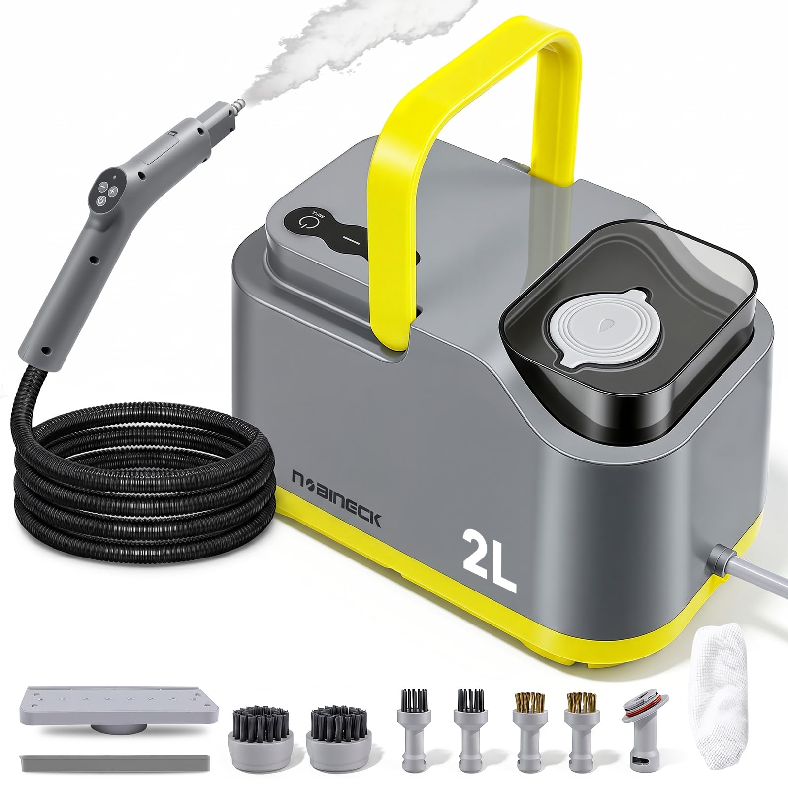 2500W Steam Cleaner, 2000ML Water Tank, 10S Fast HeatUp, 58PSI 221? High Pressure Steam, 12.8FT Extended Reach, 3Level Steam C