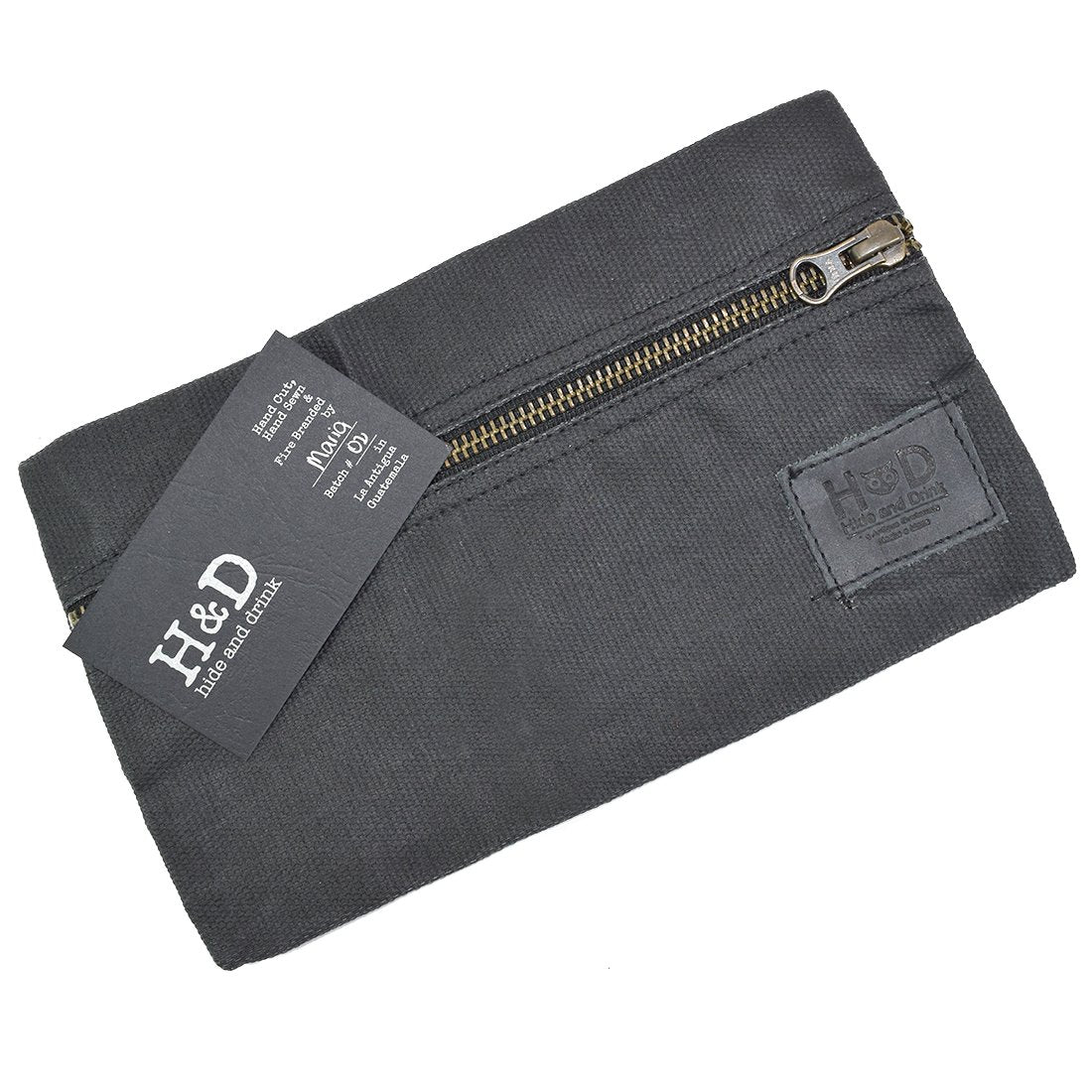 Hide & Drink, All Purpose Utility & Charger Case For Macbook, Ipad & Laptop Handmade From Waxed Canvas (Charcoal Black)