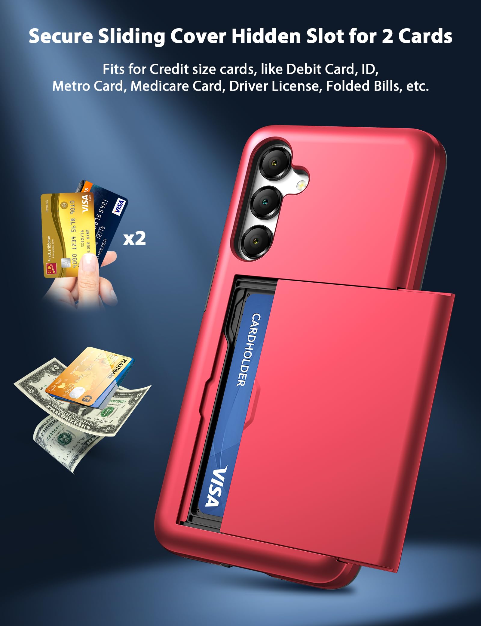 Topaux For Samsung A16 5G Wallet Case Galaxy A17 5G Wallet Case 2 Credit Card Holder Slide Cover Back Pocket Id Slot Raised Beze